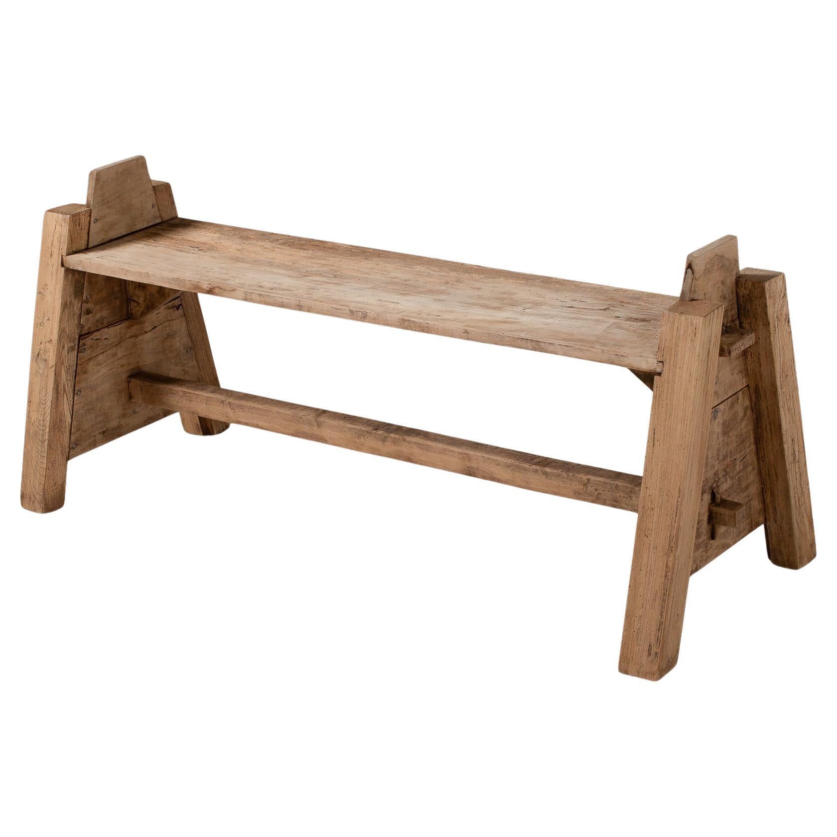 Primitive Carpenter’s Bench in Oak, France, Early 20th Century For Sale