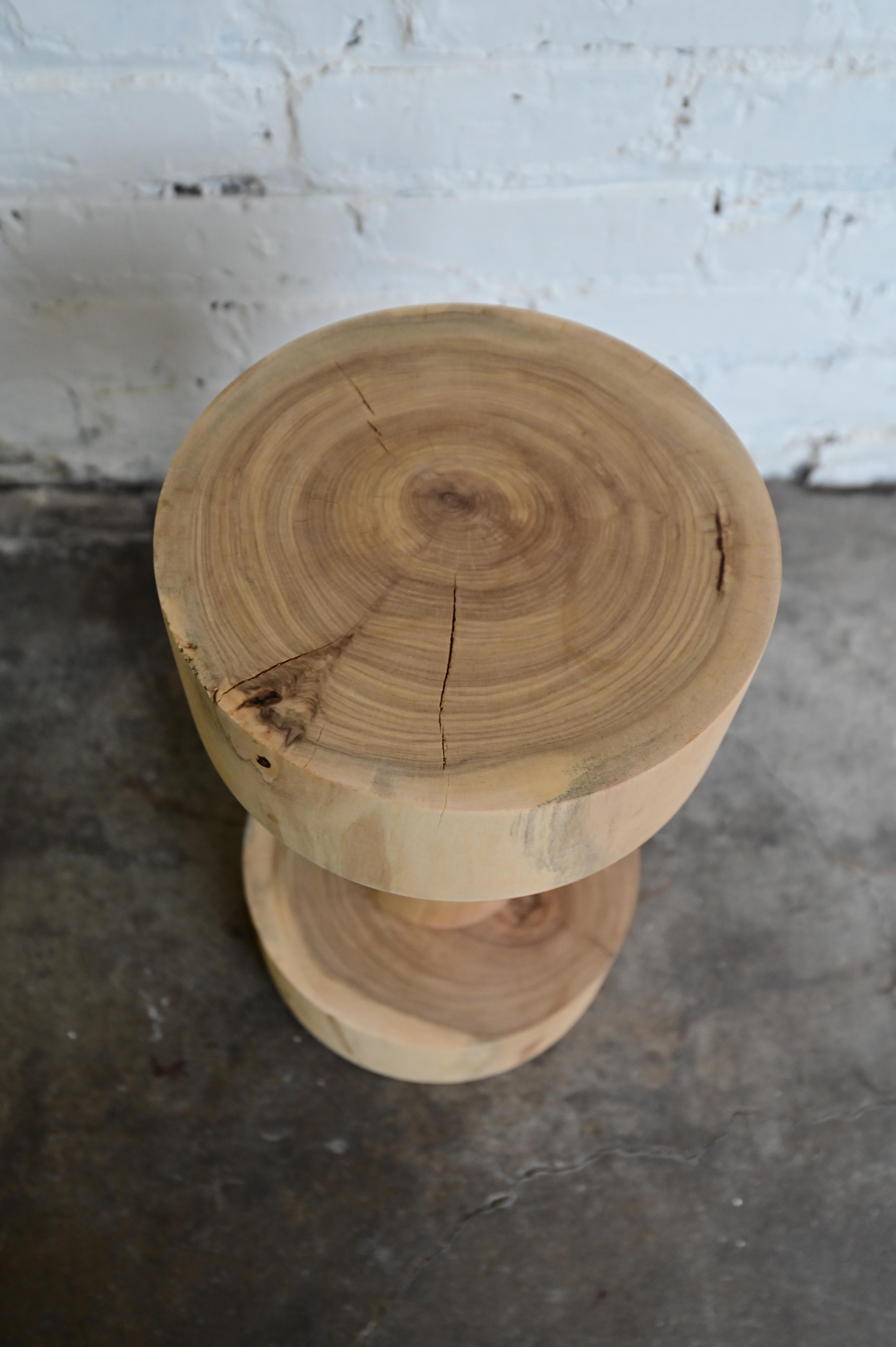 Woodwork Primitive Carved End Table For Sale