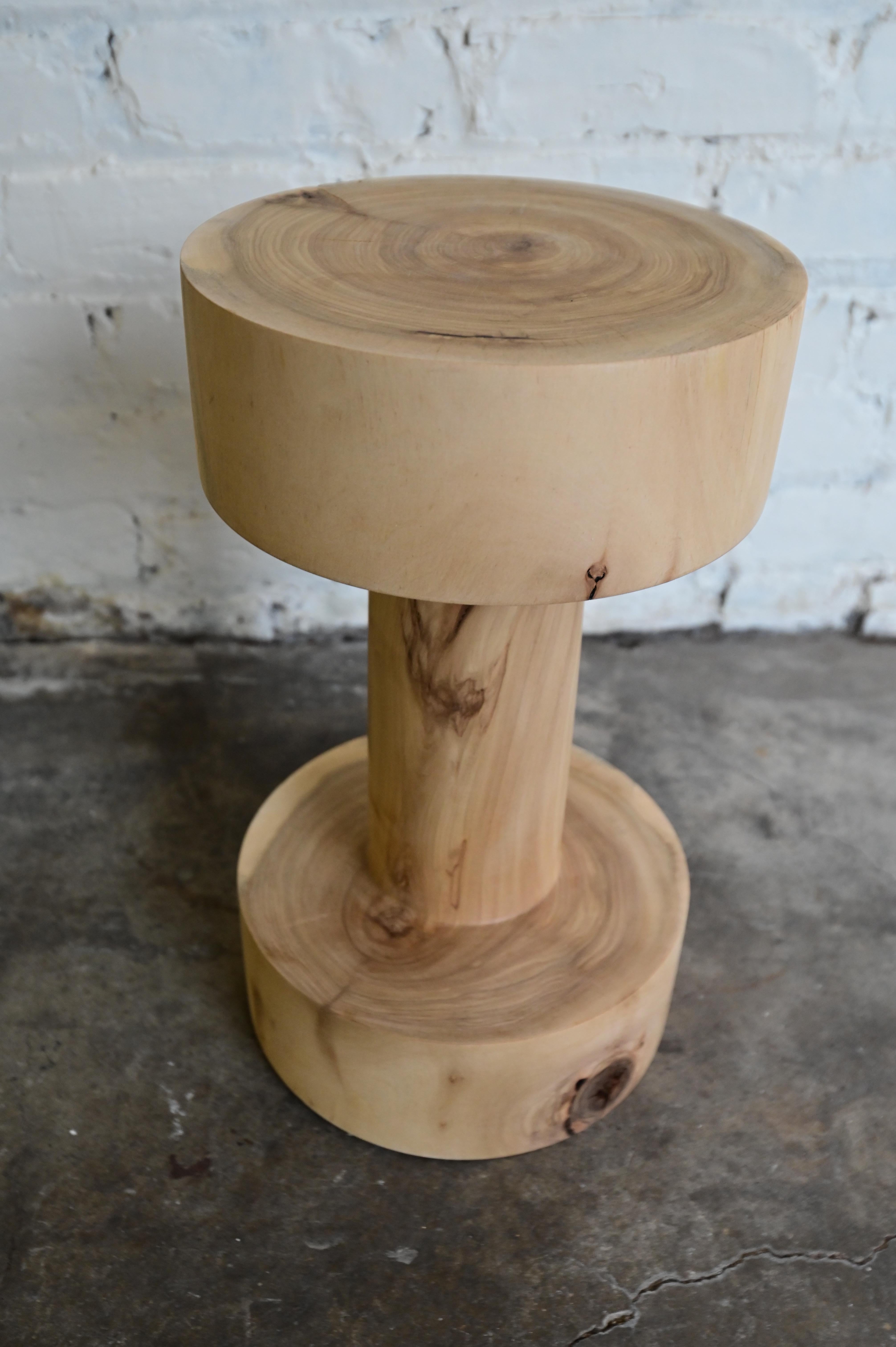 Wood Primitive Carved End Table For Sale
