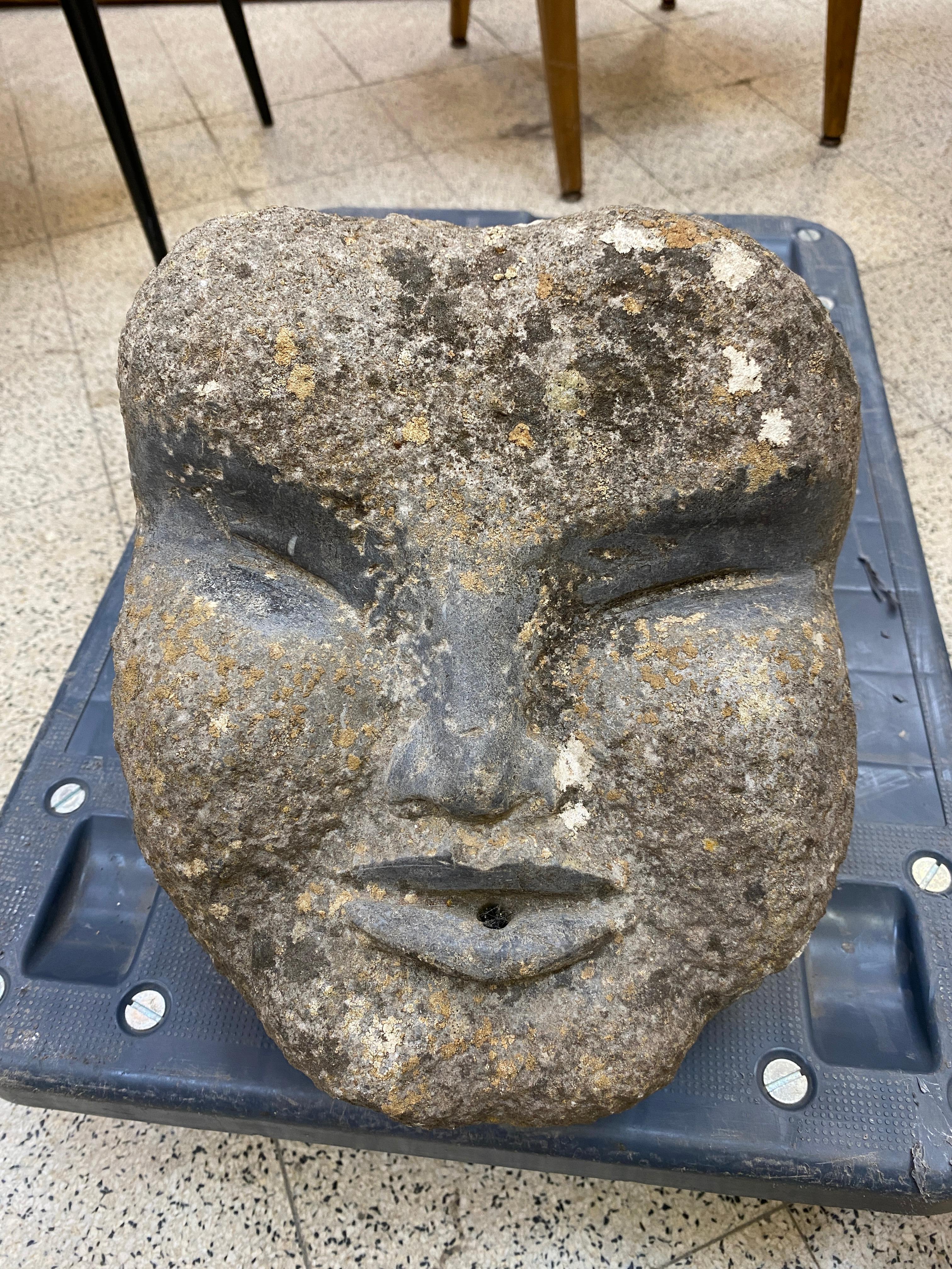 Primitive Carved Stone Fountain Head 5