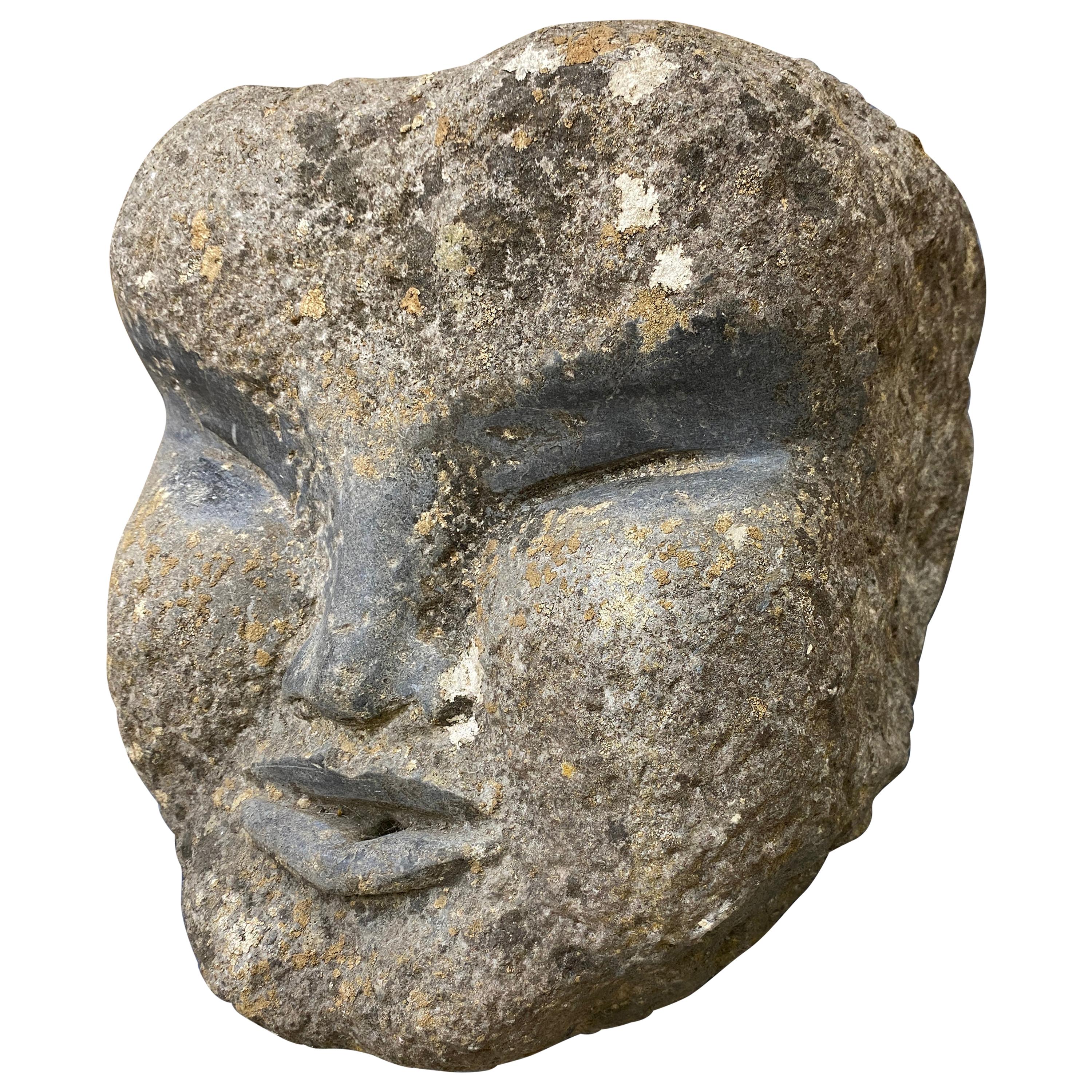 Primitive Carved Stone Fountain Head