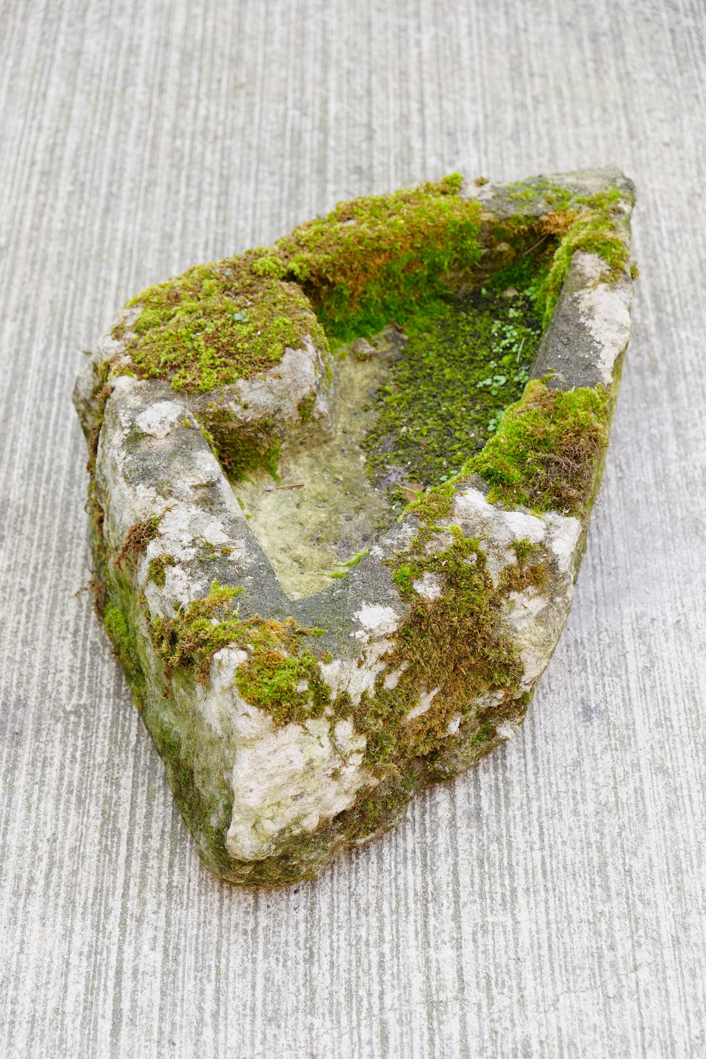 Primitive Carved Stone Trough, Weathered Planter, Bonsai Pot In Good Condition For Sale In Leicester, GB