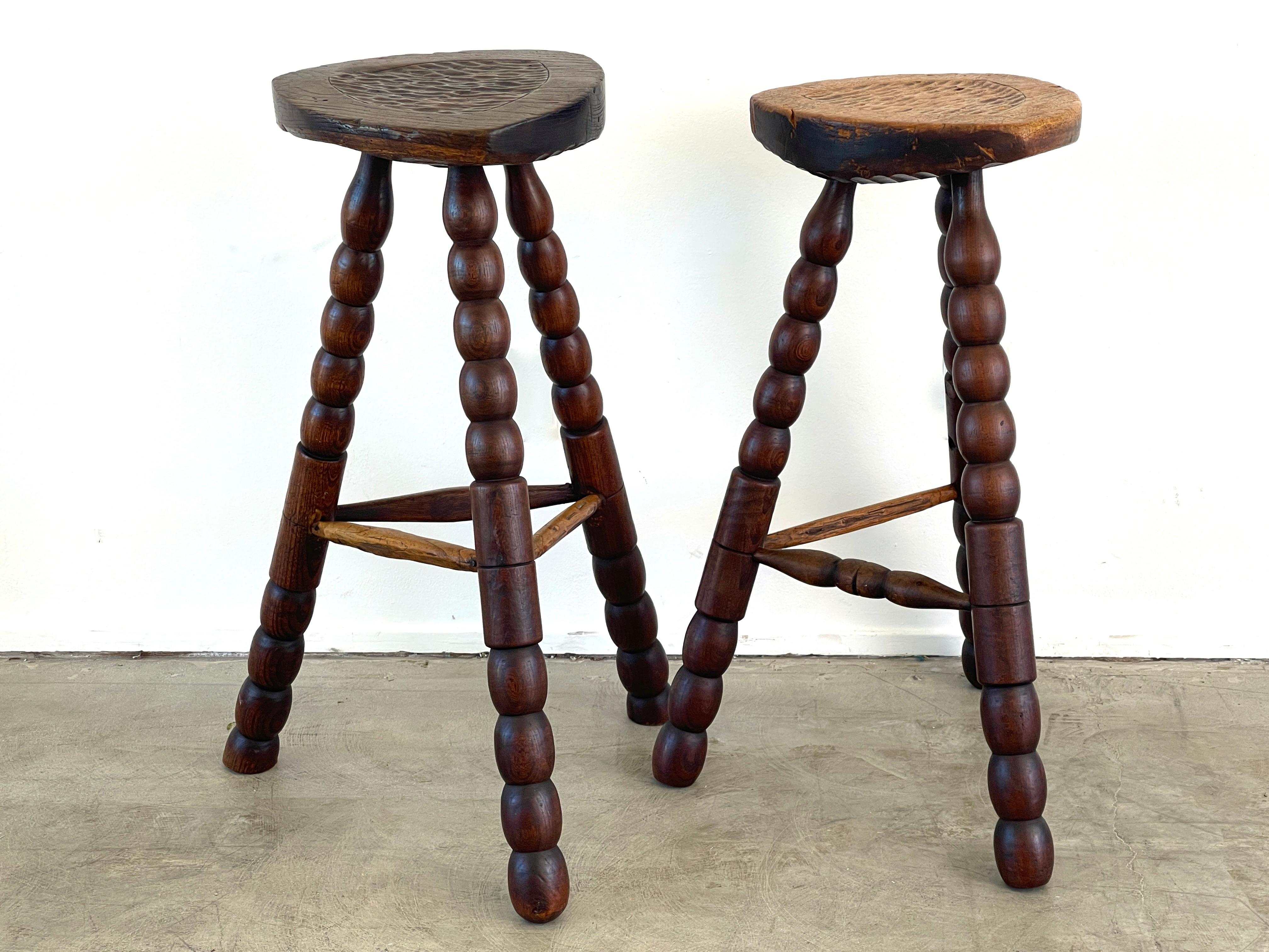 Primitive Carved Stools In Good Condition In Beverly Hills, CA