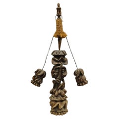 Primitive Carved Wood Figural Tiki Totem Kinetic Wobbly Balancing Art Sculpture