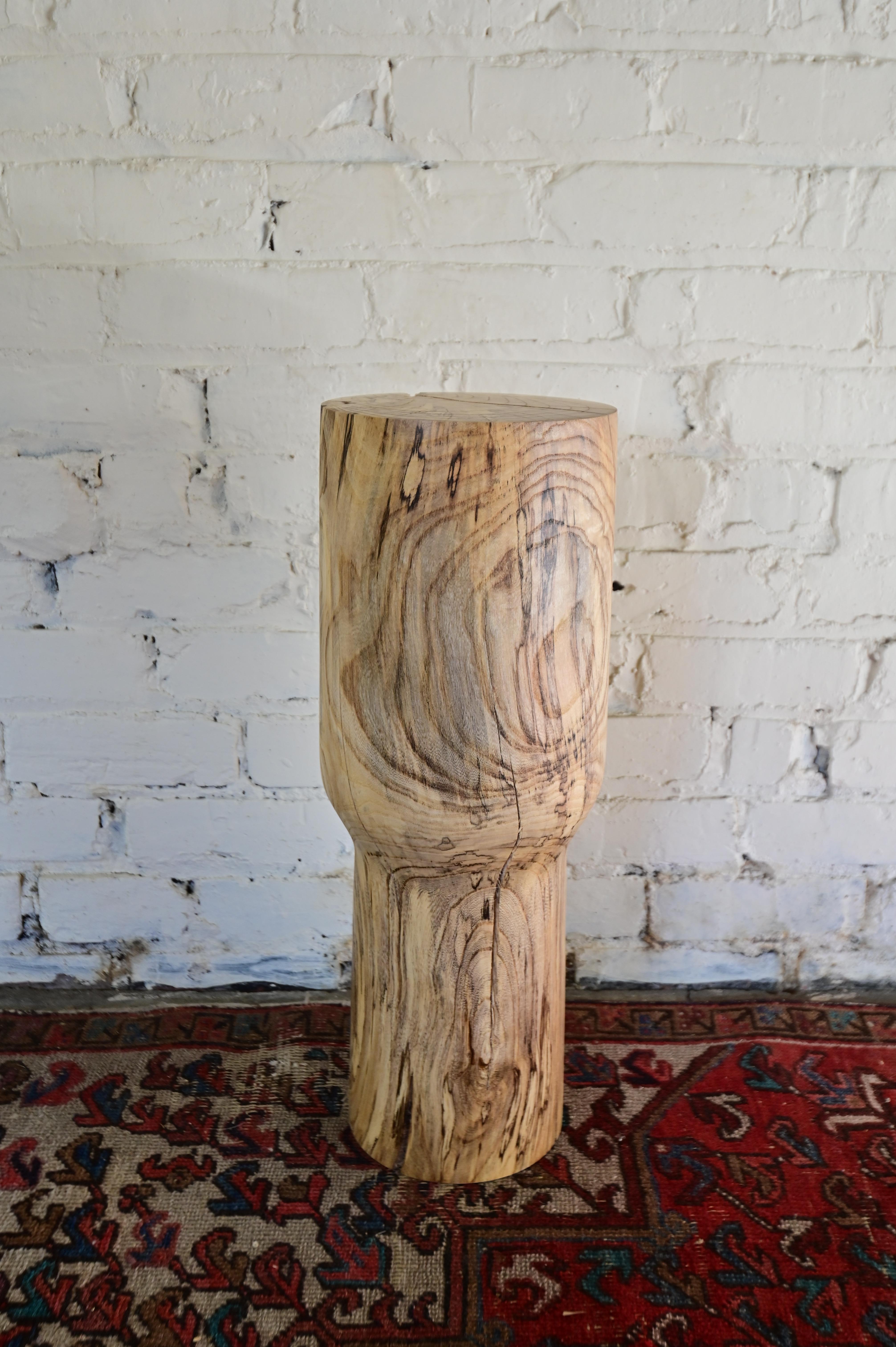 Primitive Carved Wooden End Table Pedestal For Sale 3