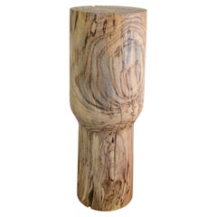 Primitive Carved Wooden End Table Pedestal