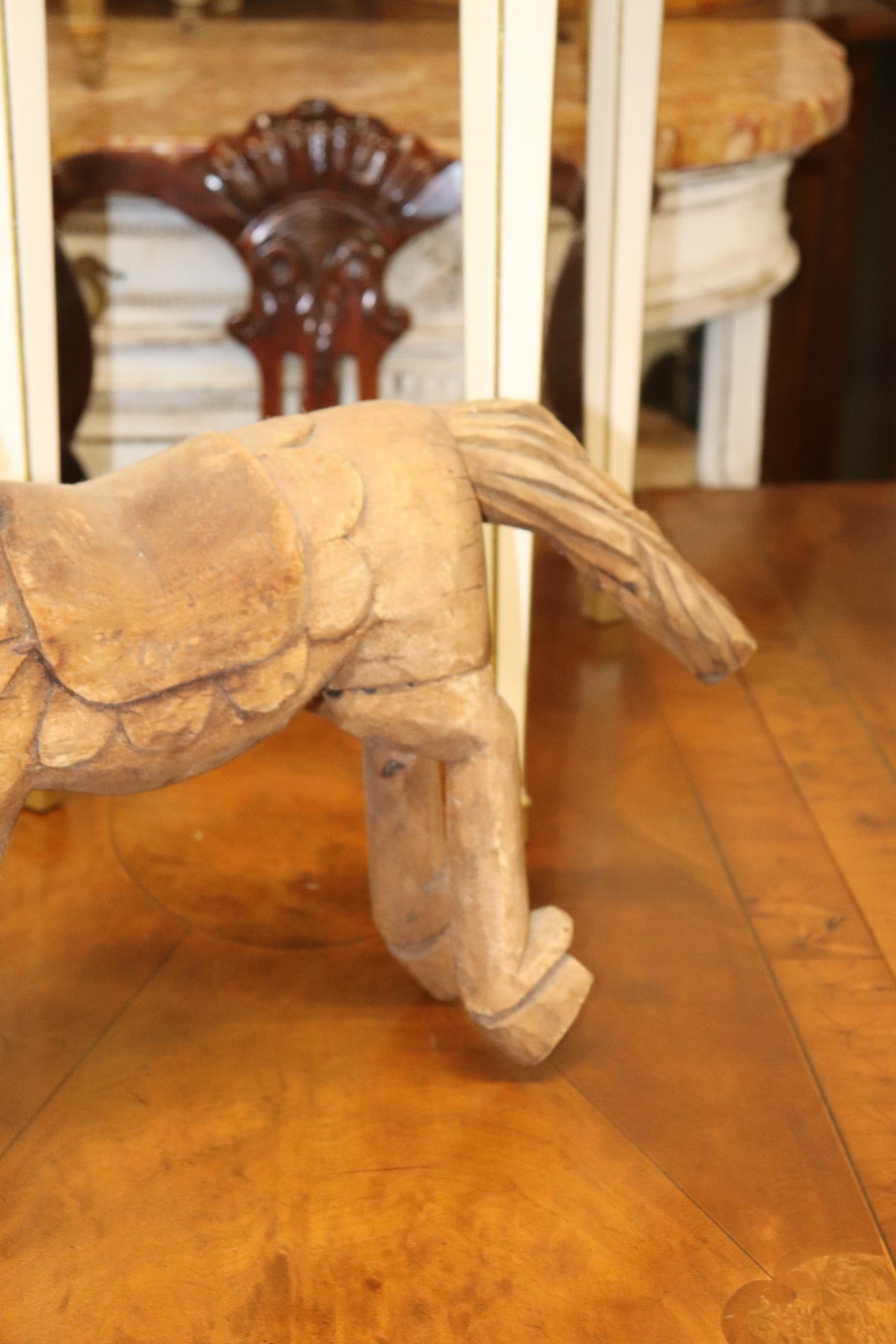 Unknown Primitive Carved Wooden Horse Sculpture 