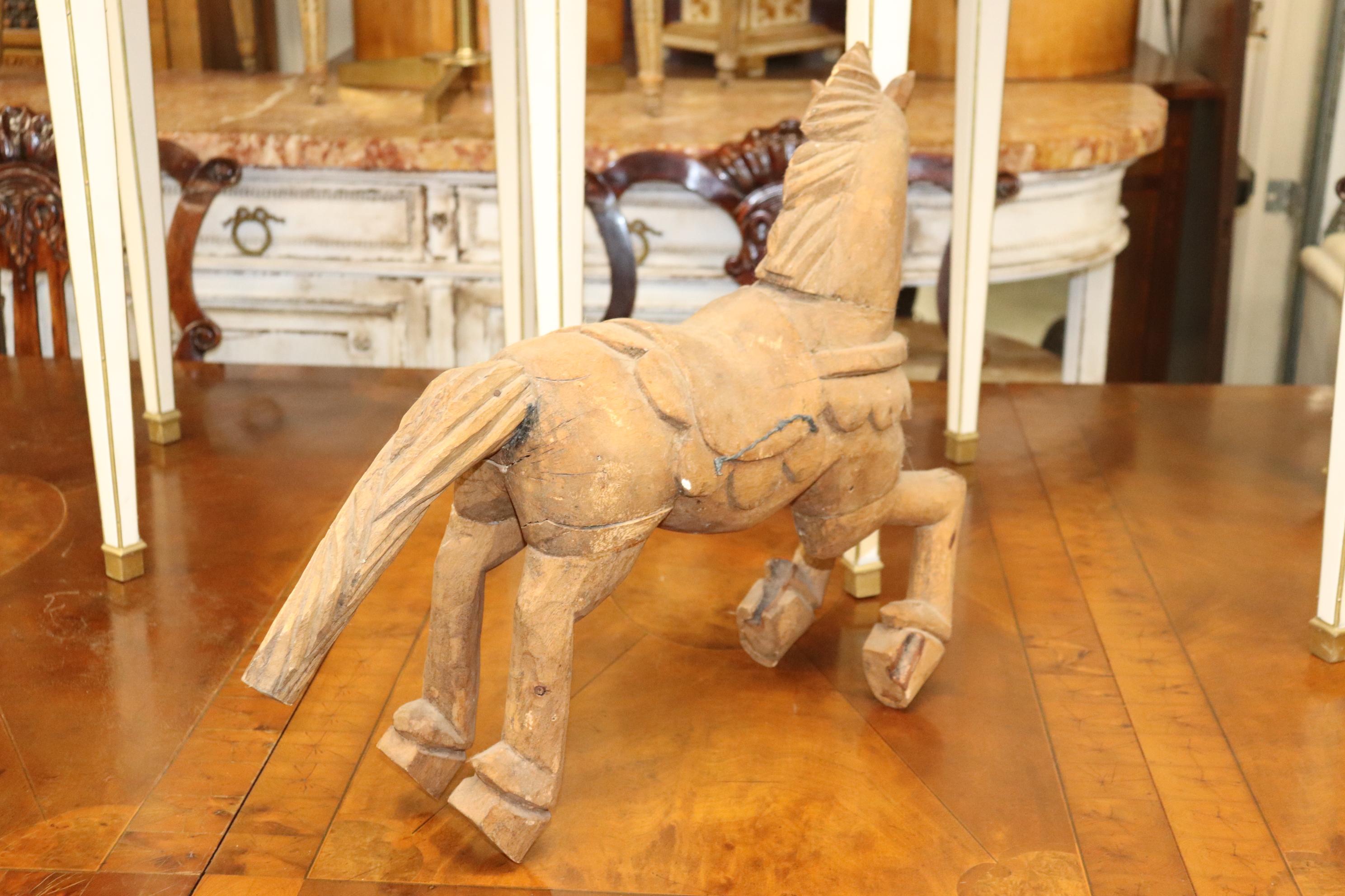 Primitive Carved Wooden Horse Sculpture  2