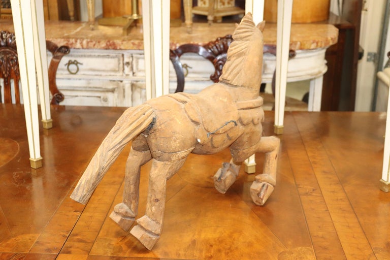 Primitive Carved Wooden Horse Sculpture  For Sale 2