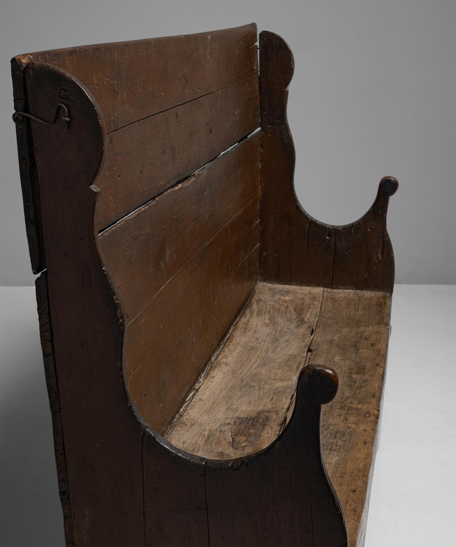 Patinated Rustic Catalan Bench, Spain, Circa 1750