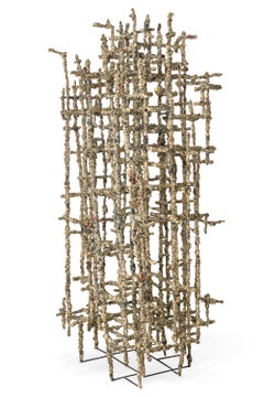 "Primitive Cathedral lll" Newsprint Wrapped Wire Sculpture by Matteo Naggi