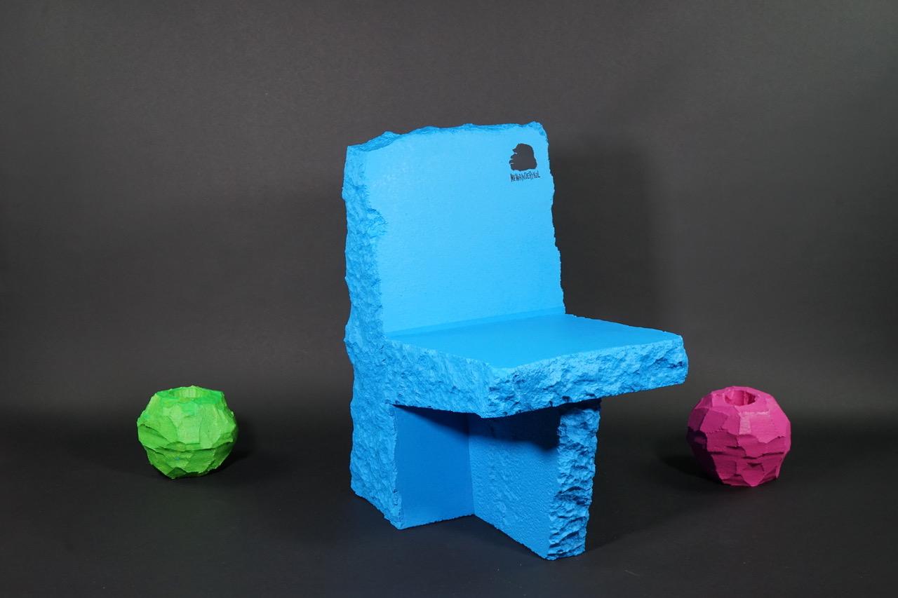 Primitive Chair designed by Newanderthal for Superego Editions.
All made by hand as a sculpture in polyurethane painted with a special paint to obtain a resistant and soft effect like rubber. Unique pieces 2022. 

Newanderthal