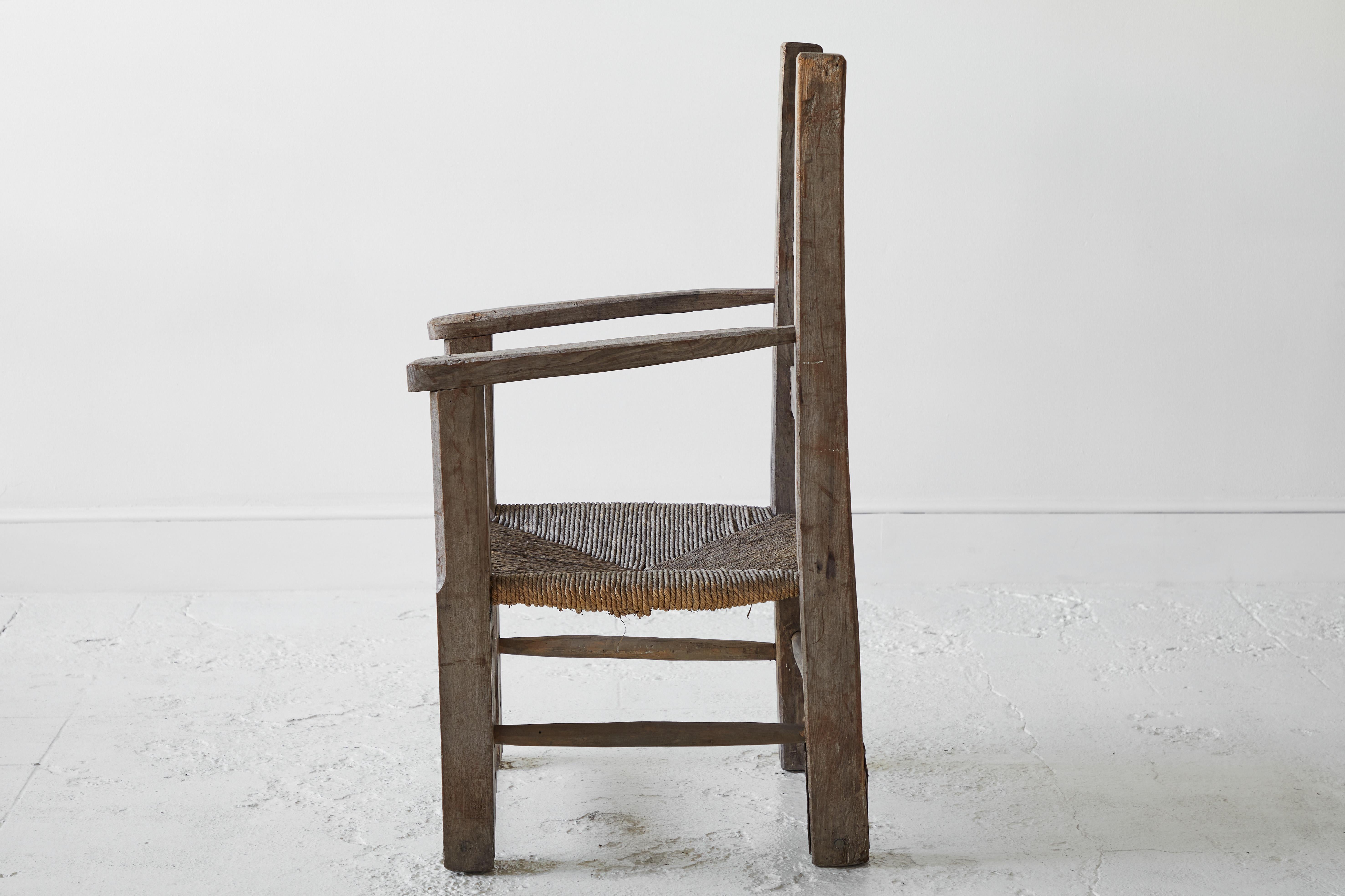 20th Century Primitive Chair with Rush Seat