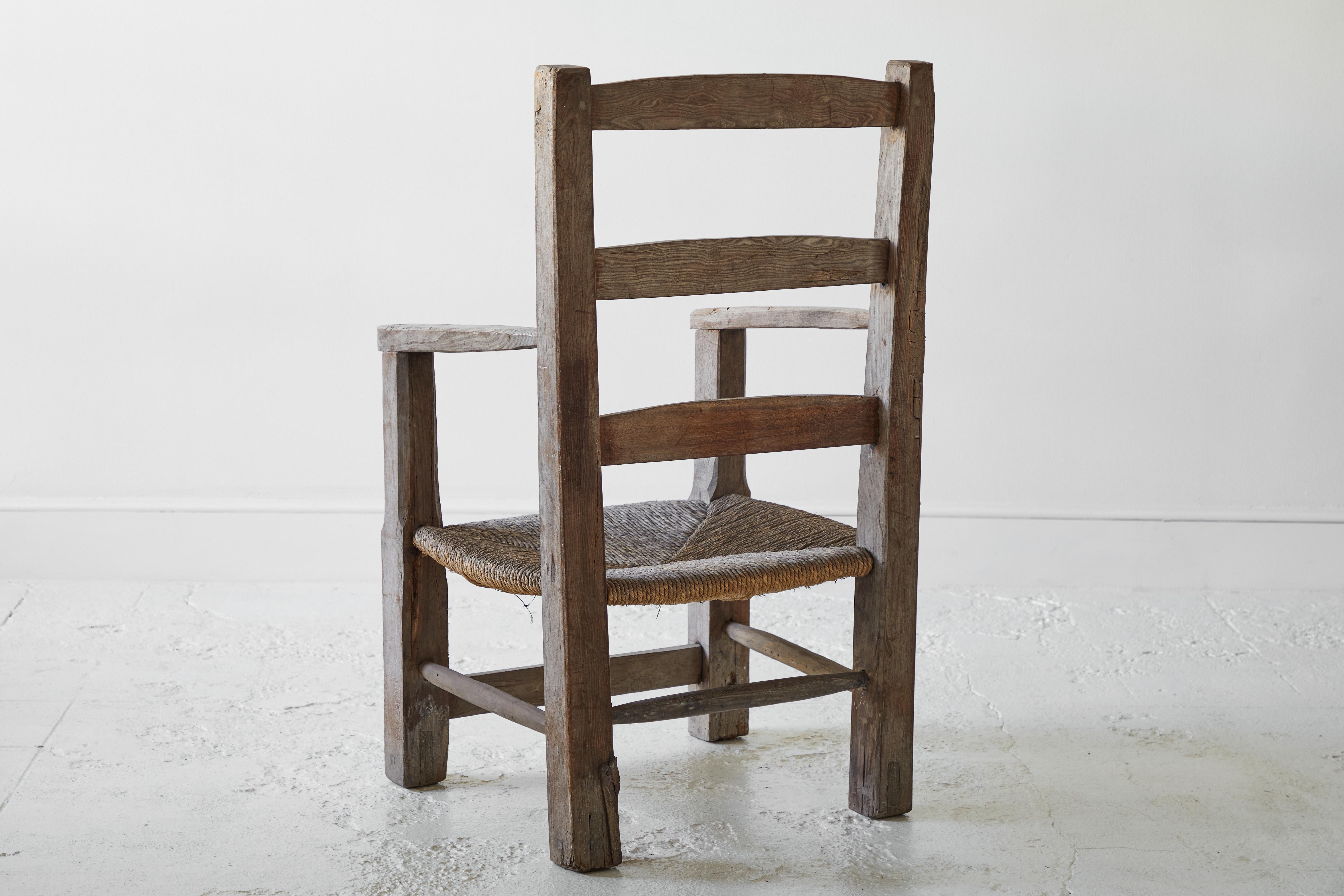 Wood Primitive Chair with Rush Seat