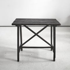 Primitive Charred Pine Early 19Th C. Catalan “X” Frame Side Table