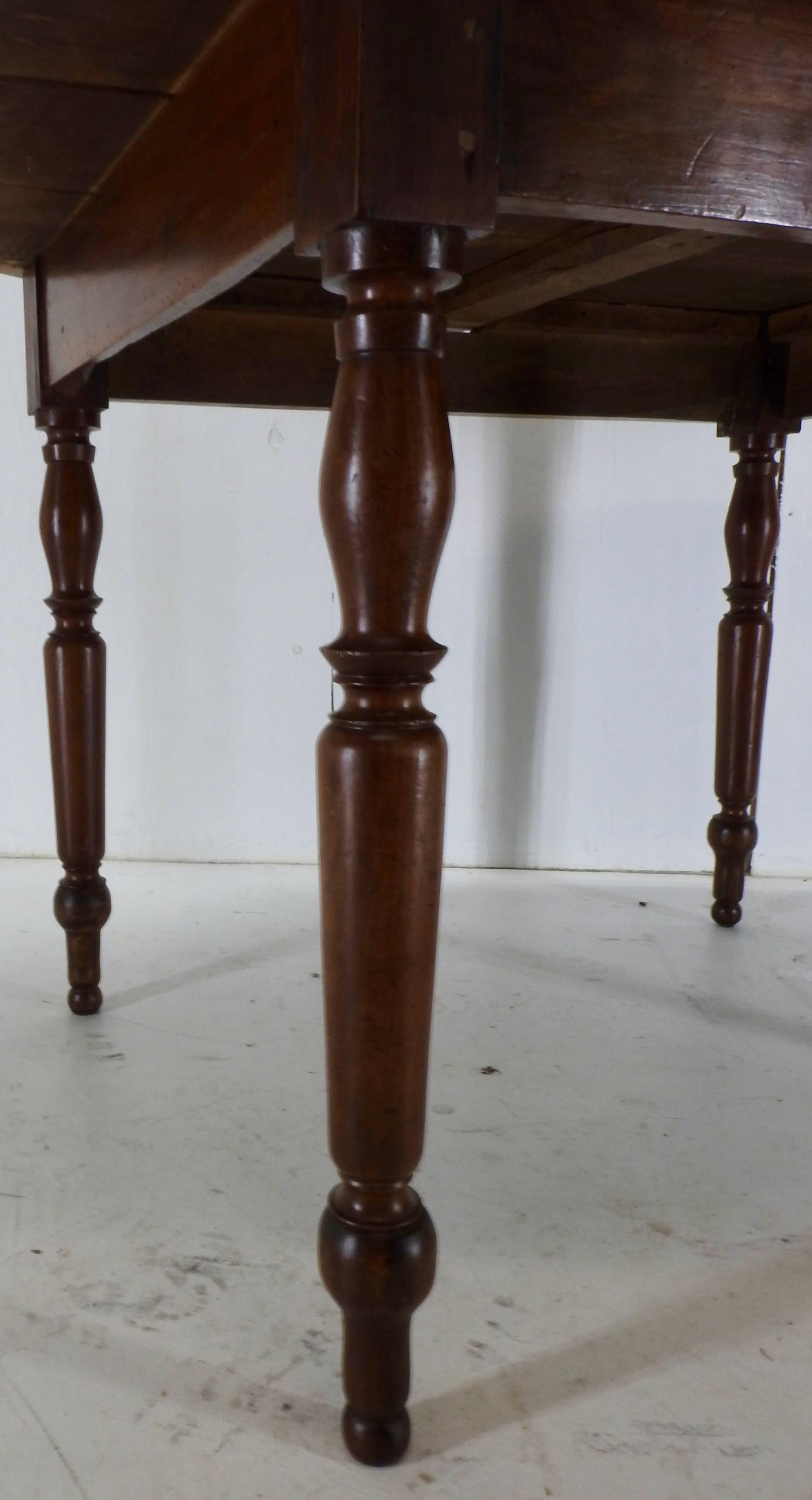 Hand-Crafted Primitive Cherrywood Oval Dinette Table For Sale