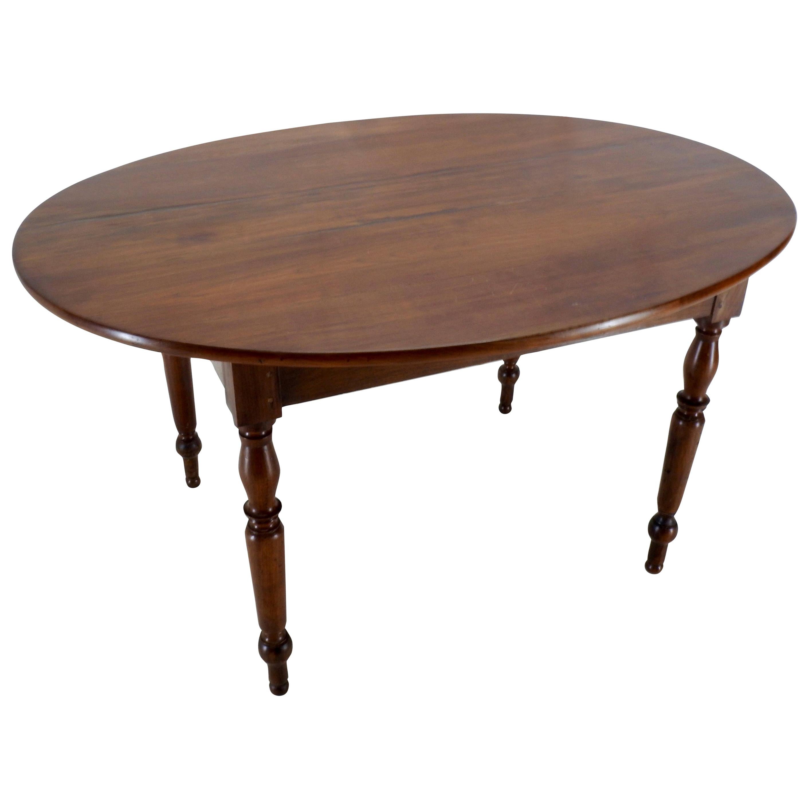 Primitive Cherrywood Oval Table For Sale at 1stDibs