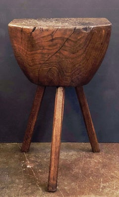 Primitive Chestnut Chopping Block from France