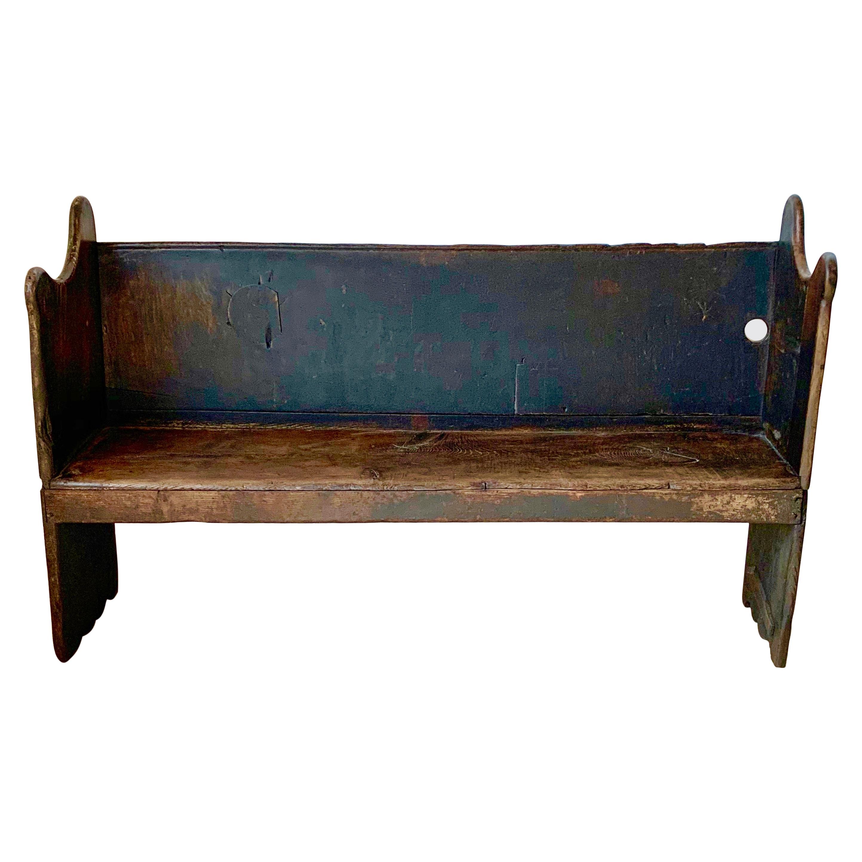 Primitive Chestnut Wood Bench, 18th Century, Spain