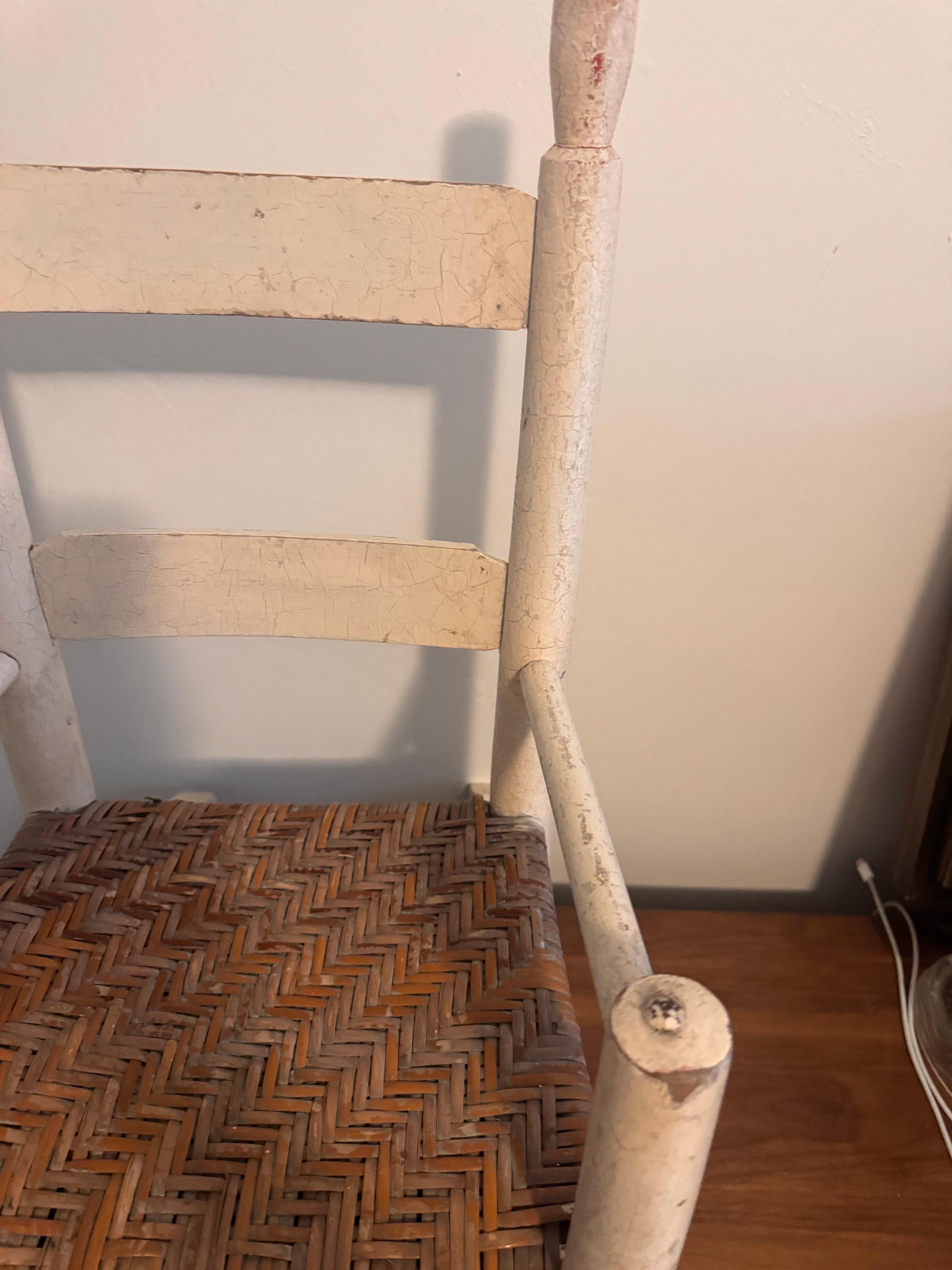Bois Primitif Childs Rocking Chair Herringbone Splint Weave en vente