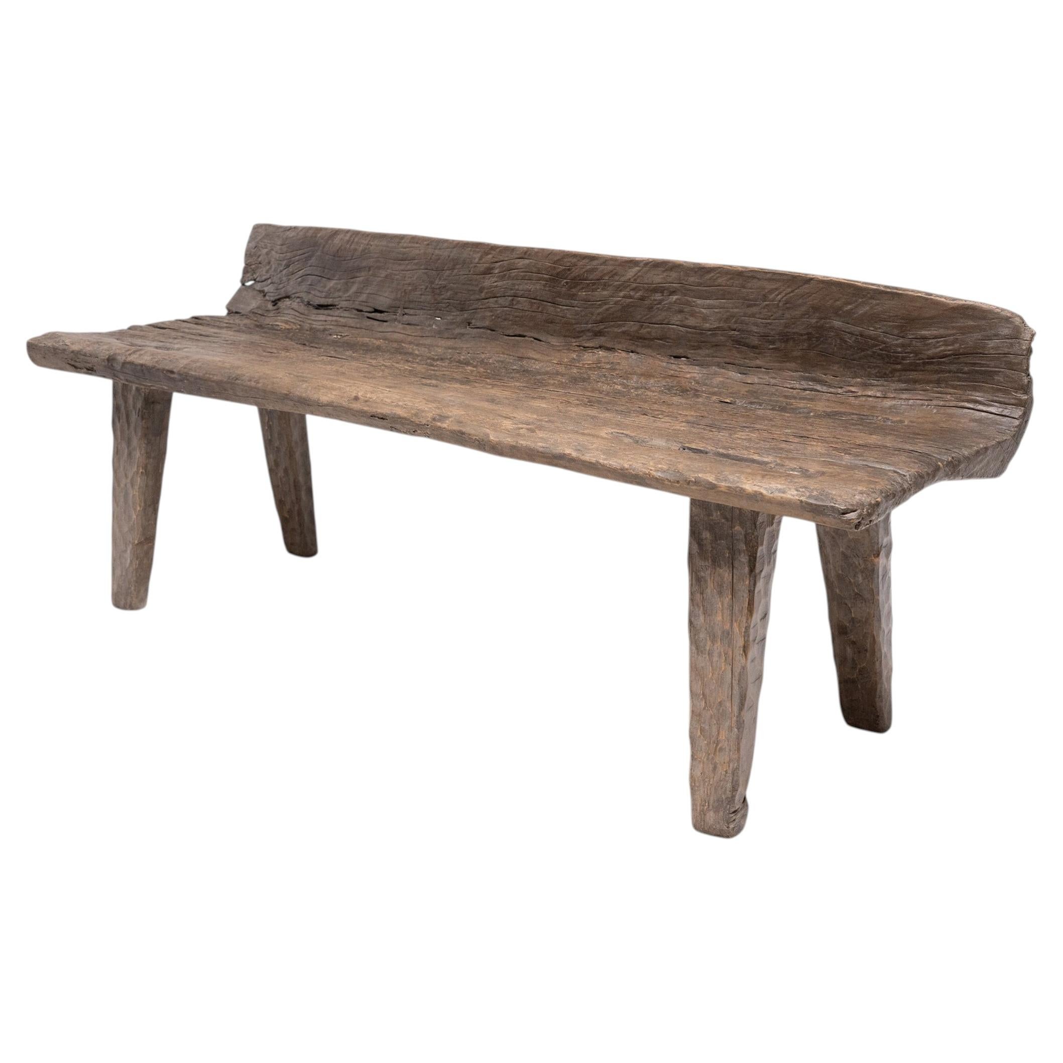 Primitive Chinese Hewn Log Bench