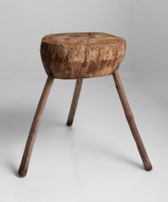 Primitive Chopping Block Table, France, circa 1920