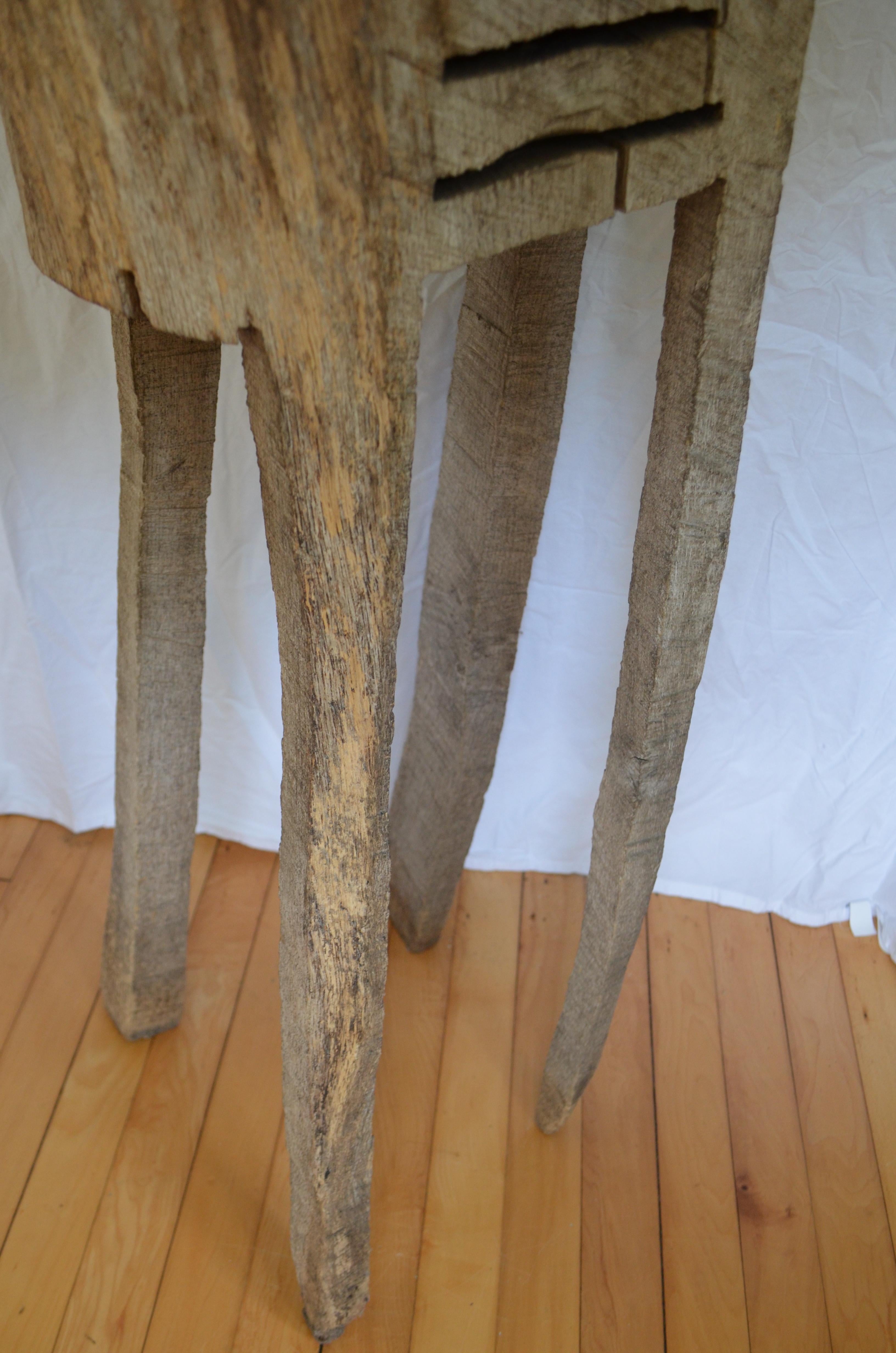 Primitive Chopping Butcher Block with Knife Slots Carved from Fallen Maple Tree For Sale 5