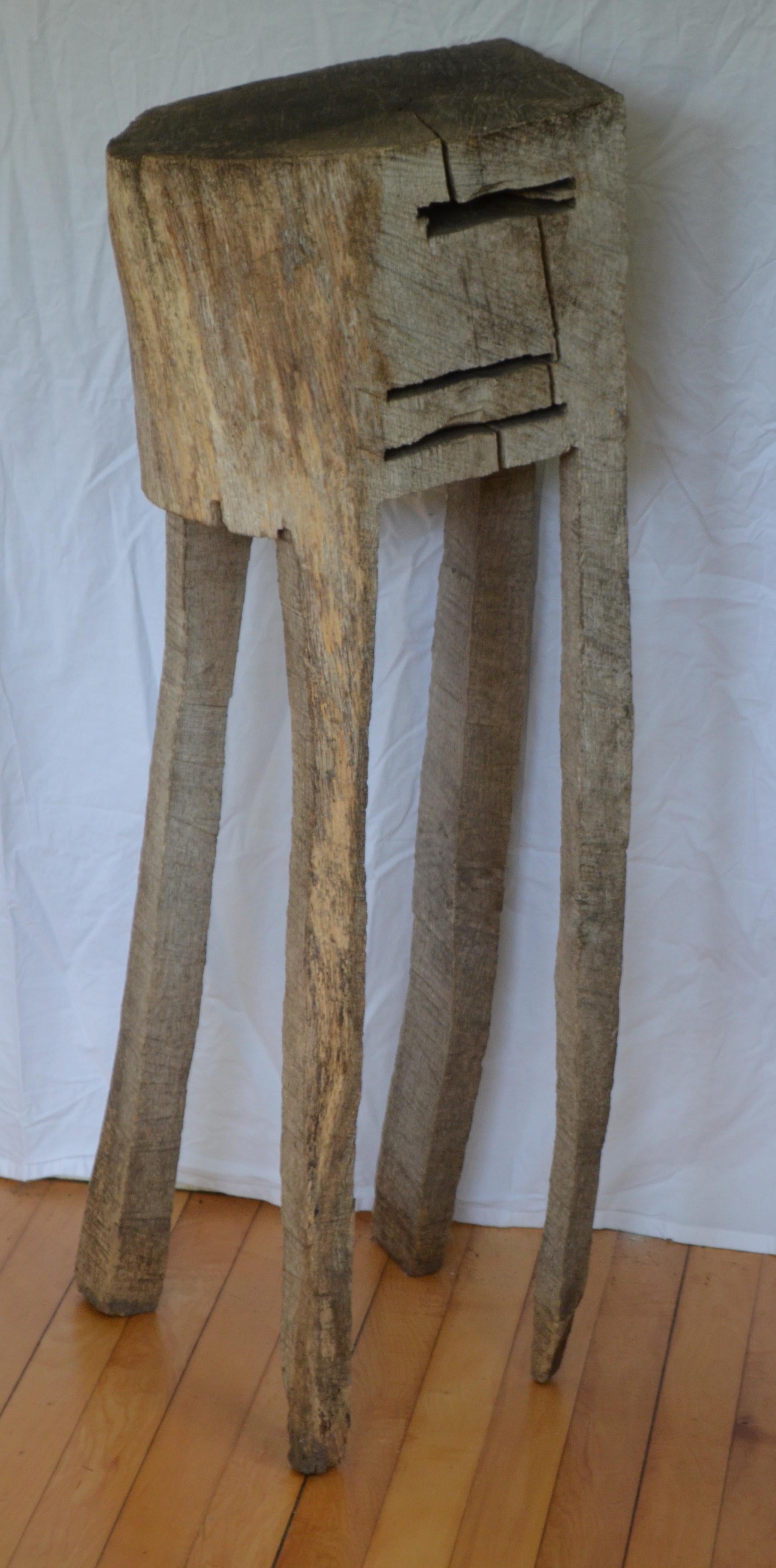 Primitive Chopping Butcher Block with Knife Slots Carved from Fallen Maple Tree For Sale 6