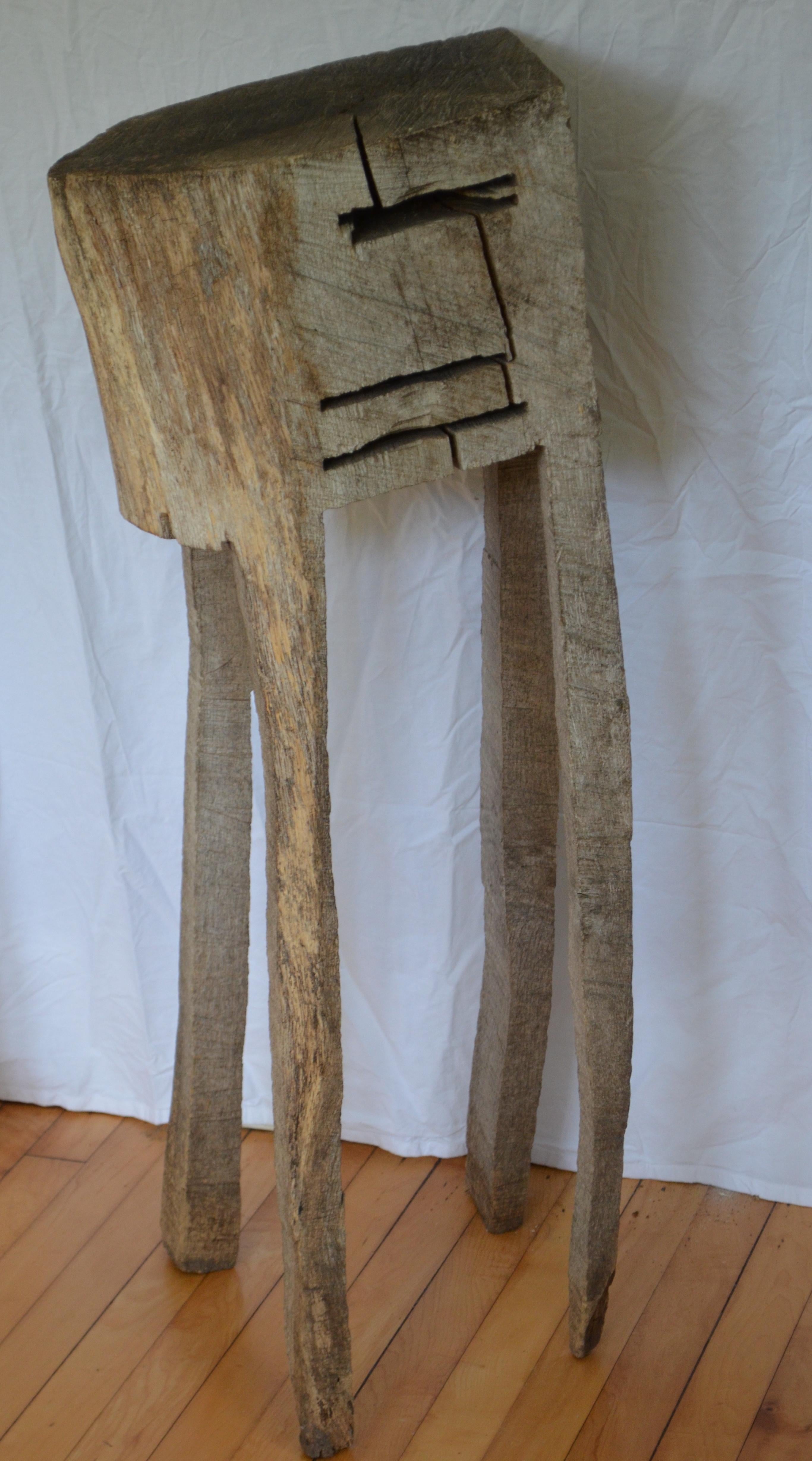 Primitive Chopping Butcher Block with Knife Slots Carved from Fallen Maple Tree For Sale 7