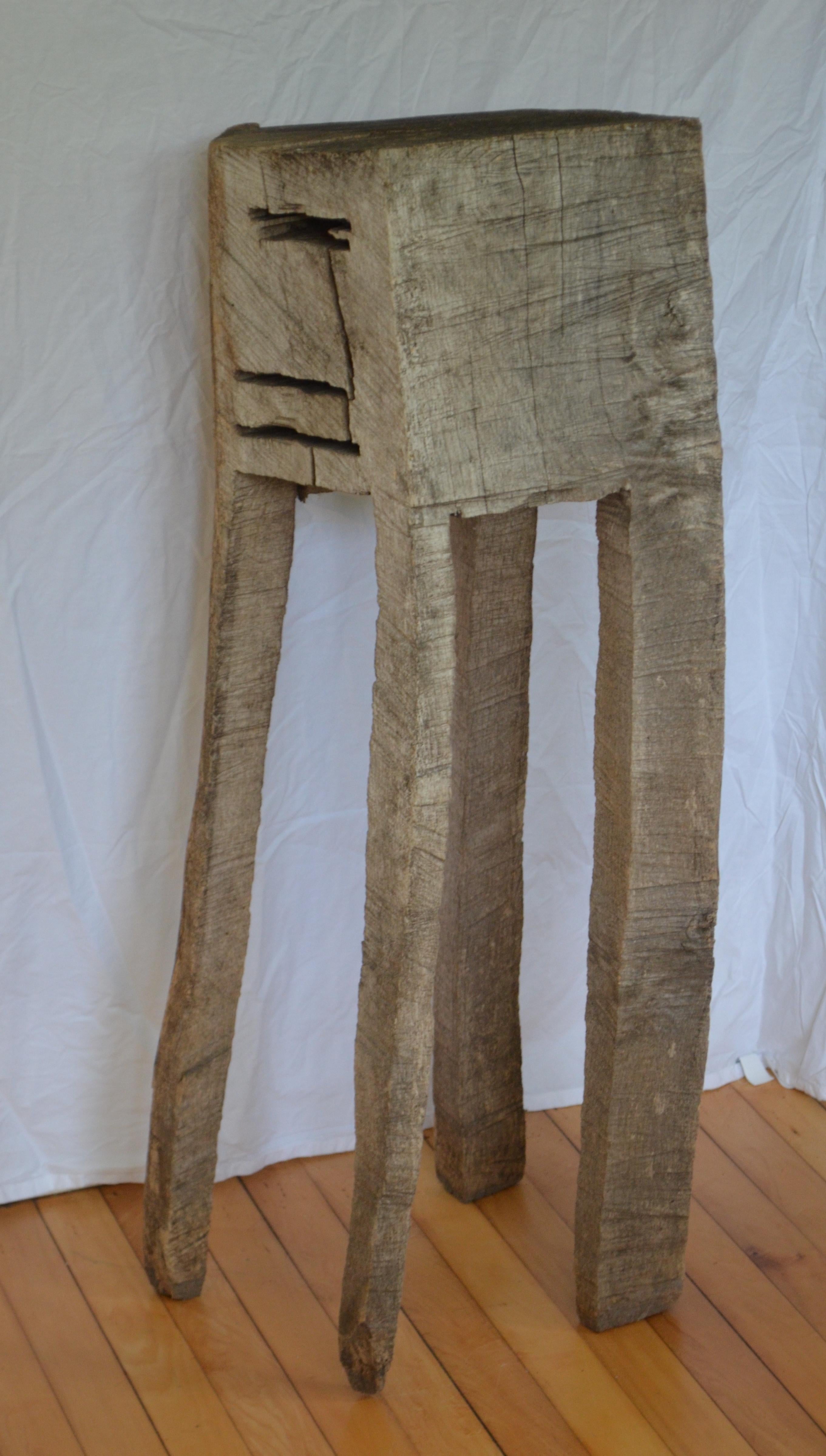 Primitive Chopping Butcher Block with Knife Slots Carved from Fallen Maple Tree For Sale 8