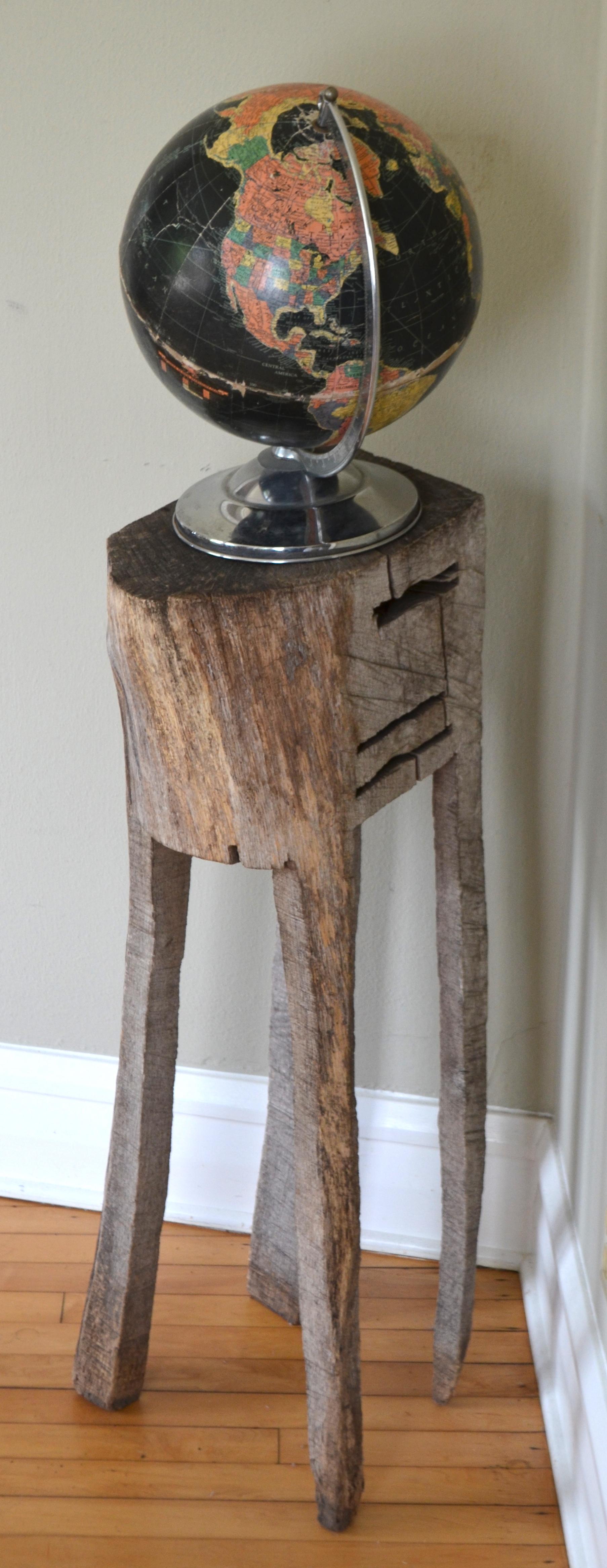 Primitive Chopping Butcher Block with Knife Slots Carved from Fallen Maple Tree For Sale 12