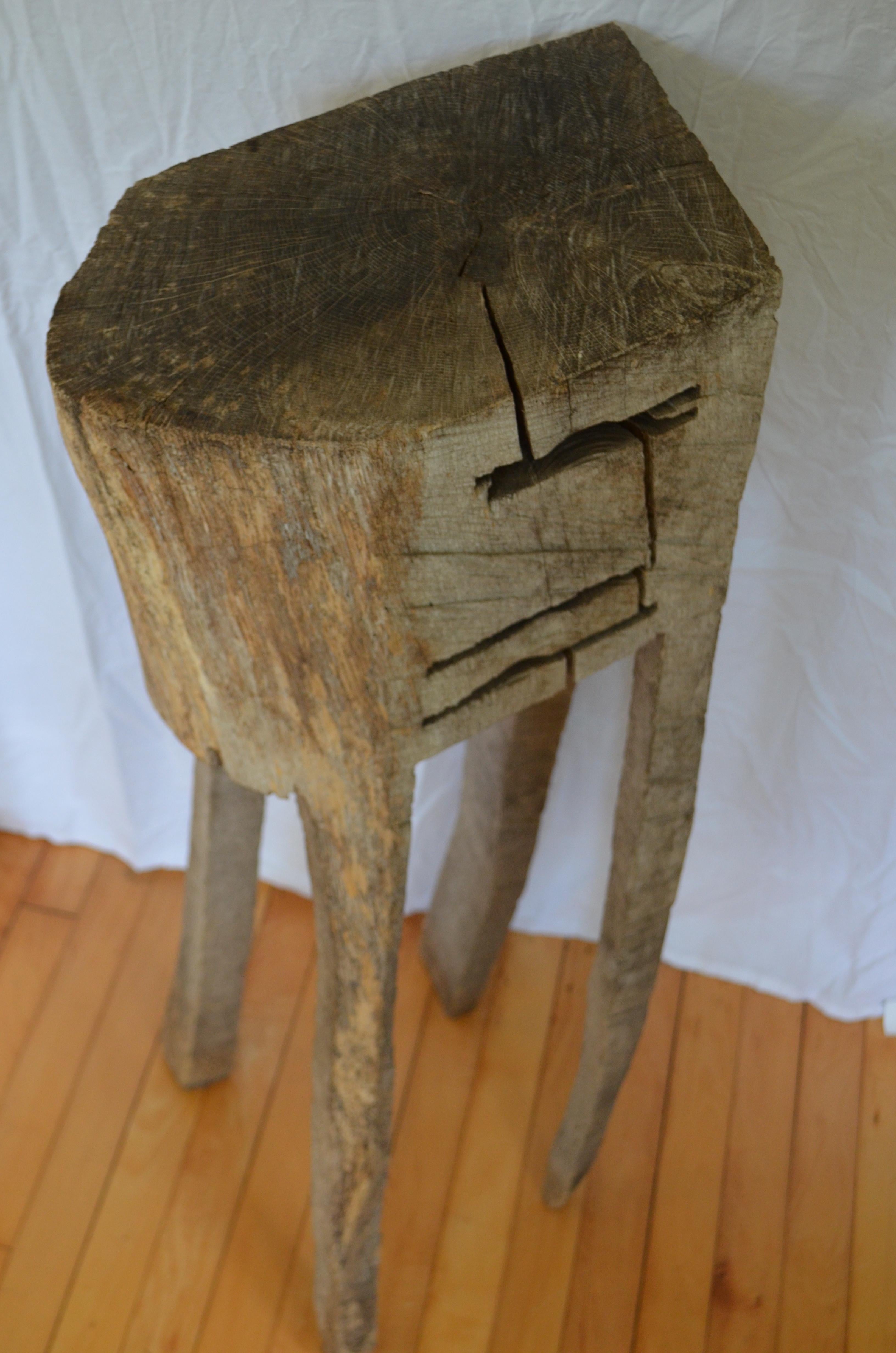 Primitive Chopping Butcher Block with Knife Slots Carved from Fallen Maple Tree For Sale 1