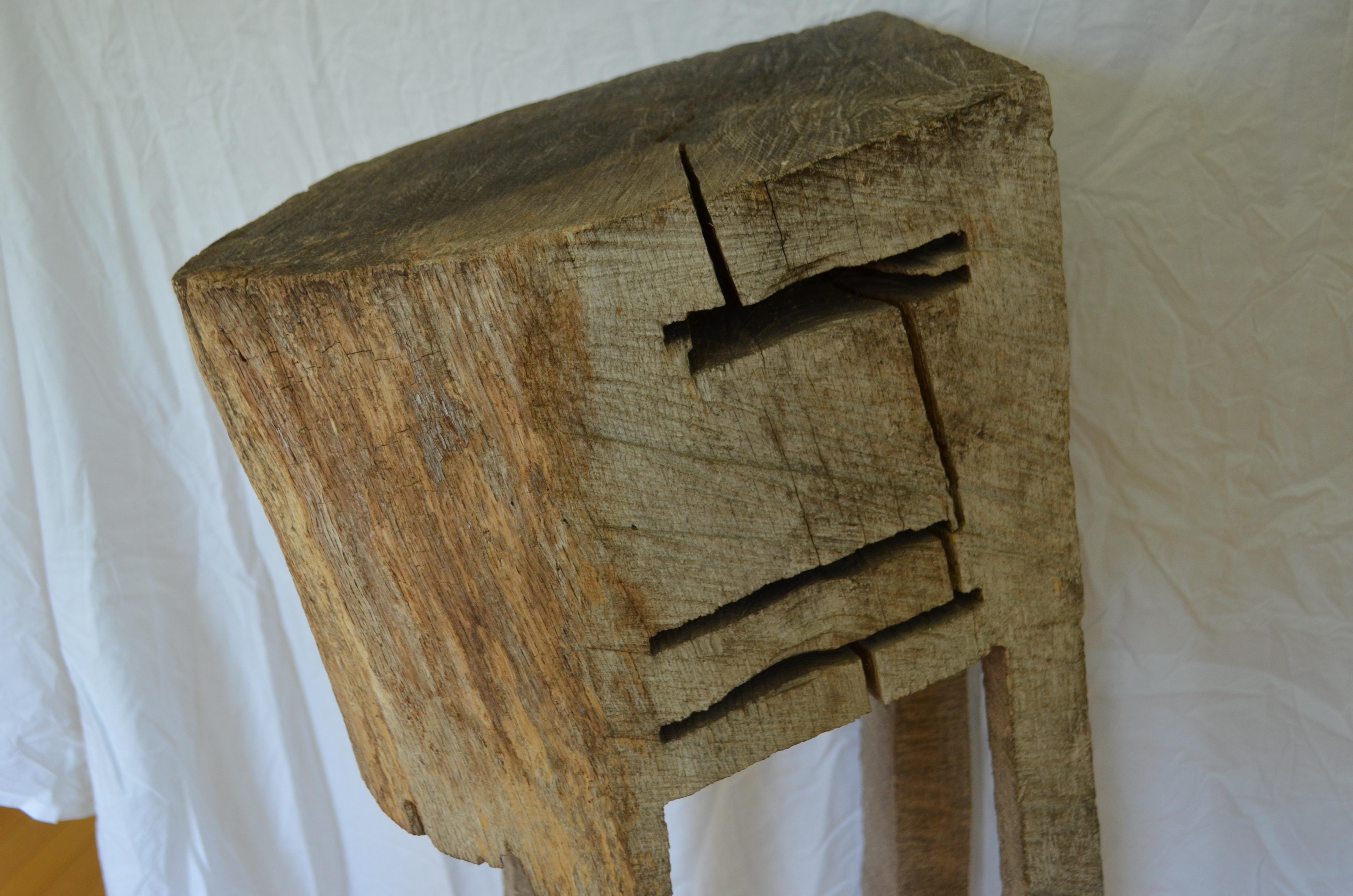 Primitive Chopping Butcher Block with Knife Slots Carved from Fallen Maple Tree For Sale 2