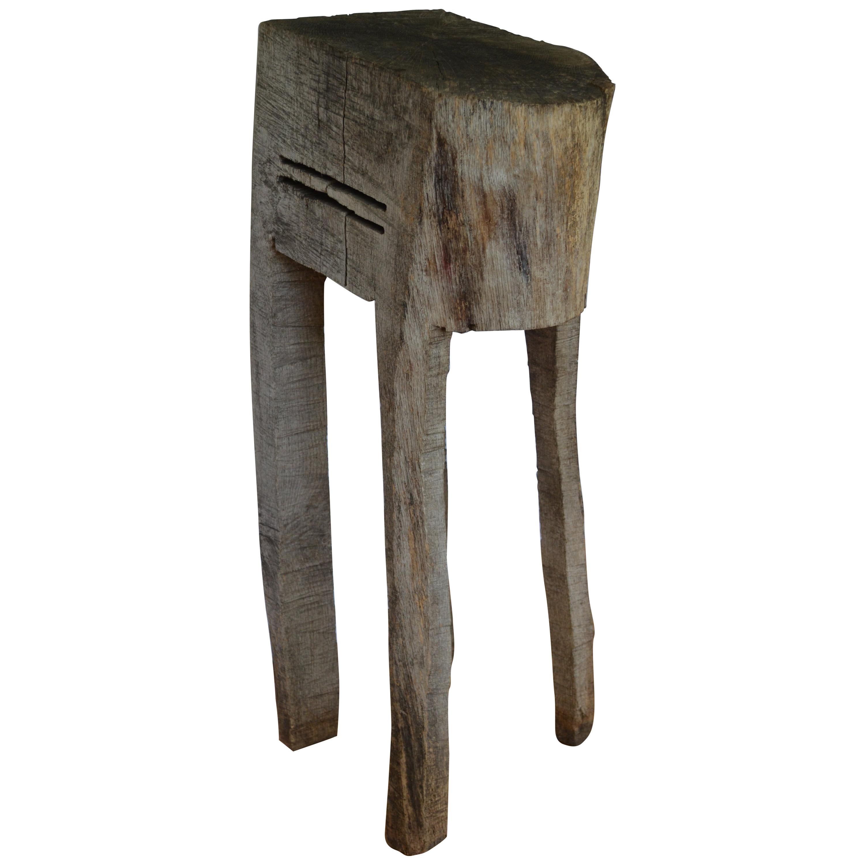 Primitive Chopping Butcher Block with Knife Slots Carved from Fallen Maple Tree For Sale