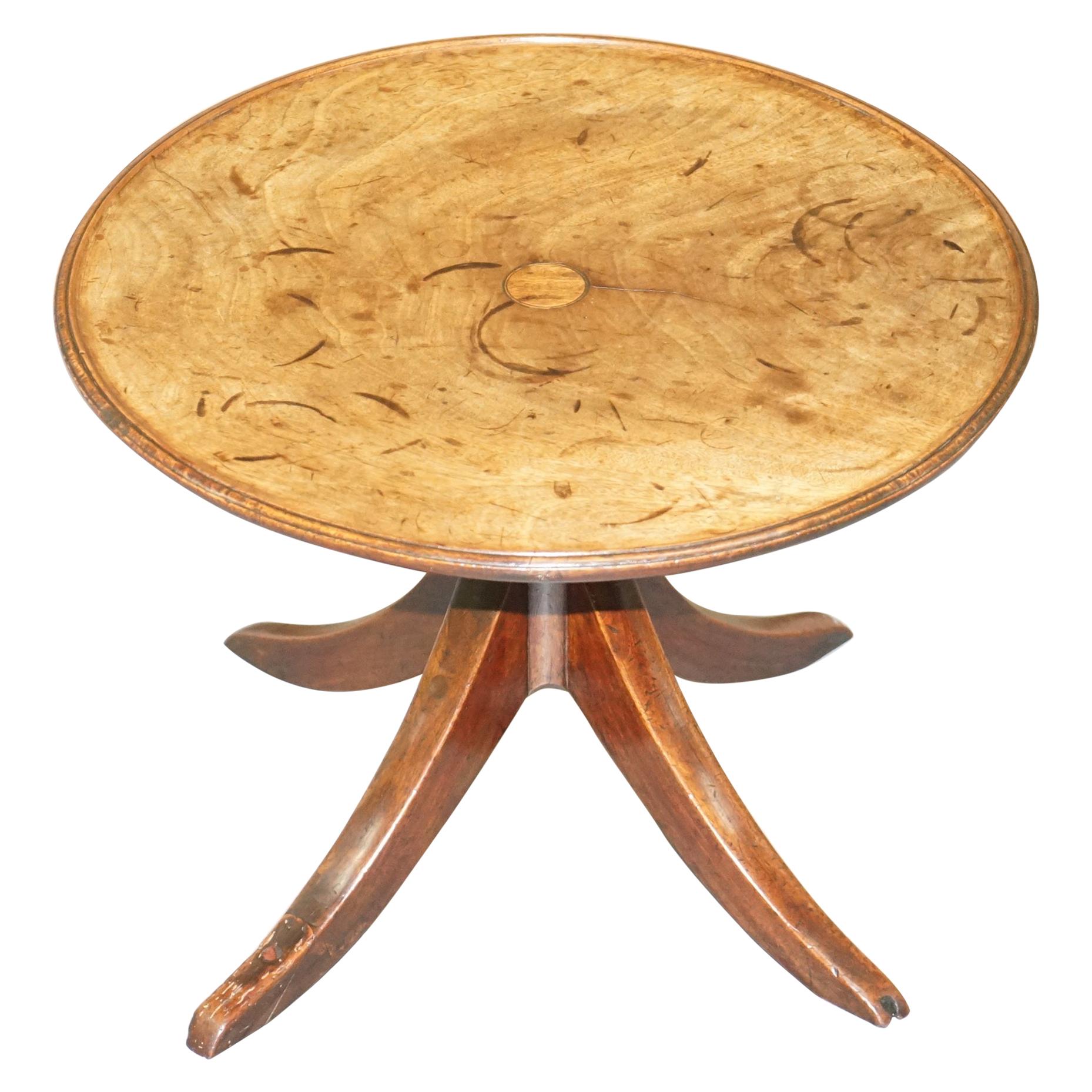 Primitive circa 1840 English Walnut Round Side Table with Lots of Age and Patina For Sale