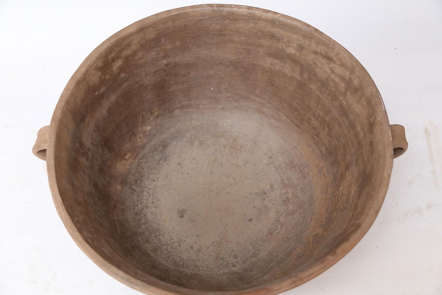 Large Primitive Clay Cooking Bowl In Good Condition In Houston, TX