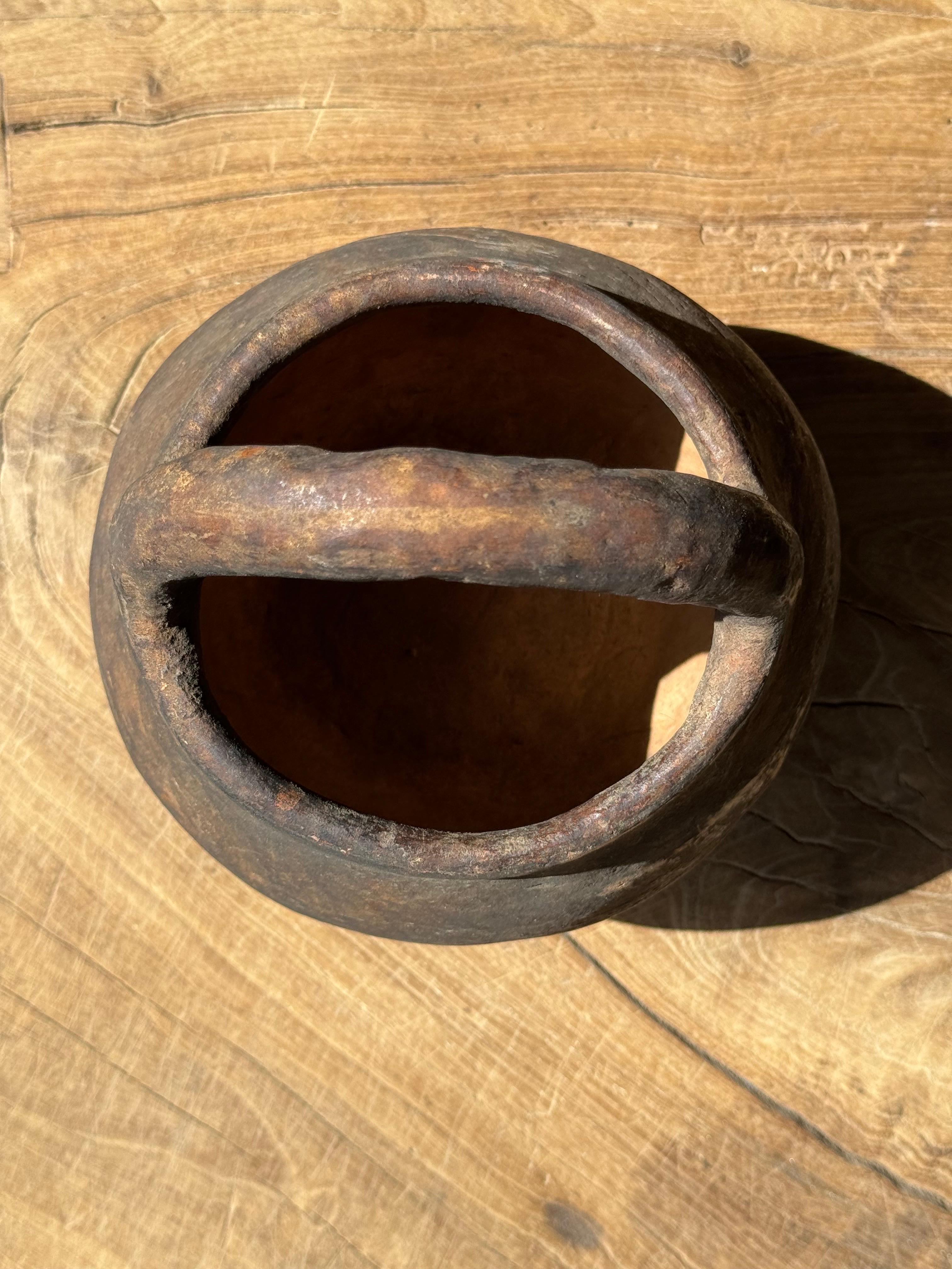 Mid-20th Century Primitive Clay Seed Bowl With Handle, Mixteca of Oaxaca, Circa 1950´s