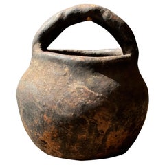 Ciotola per semi primitiva in argilla con manico, Mixteca di Oaxaca, circa 1950