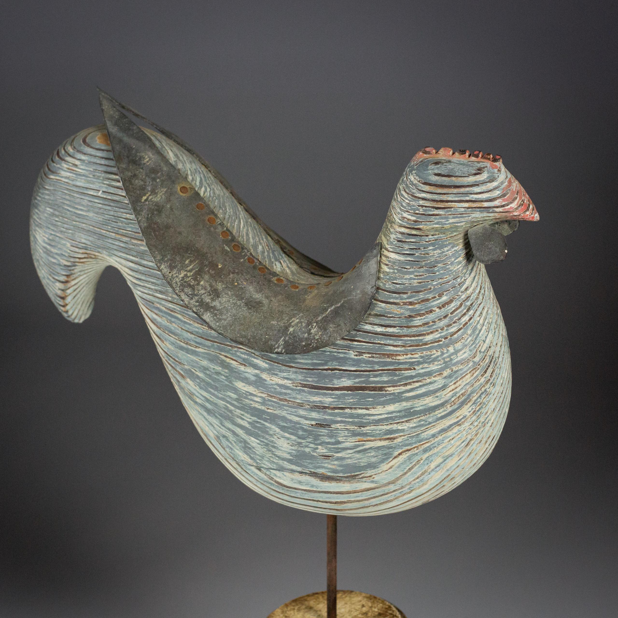 Primitive Cockerel-Wetterfahnenskulptur von Martin Scorey (1961 - 2021) im Zustand „Gut“ im Angebot in Pease pottage, West Sussex