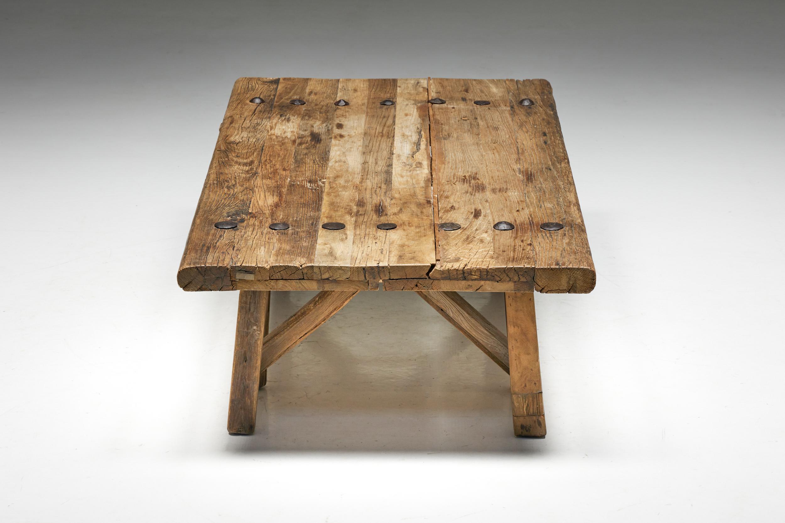 Rustic Primitive Coffee Table, France, 1950s