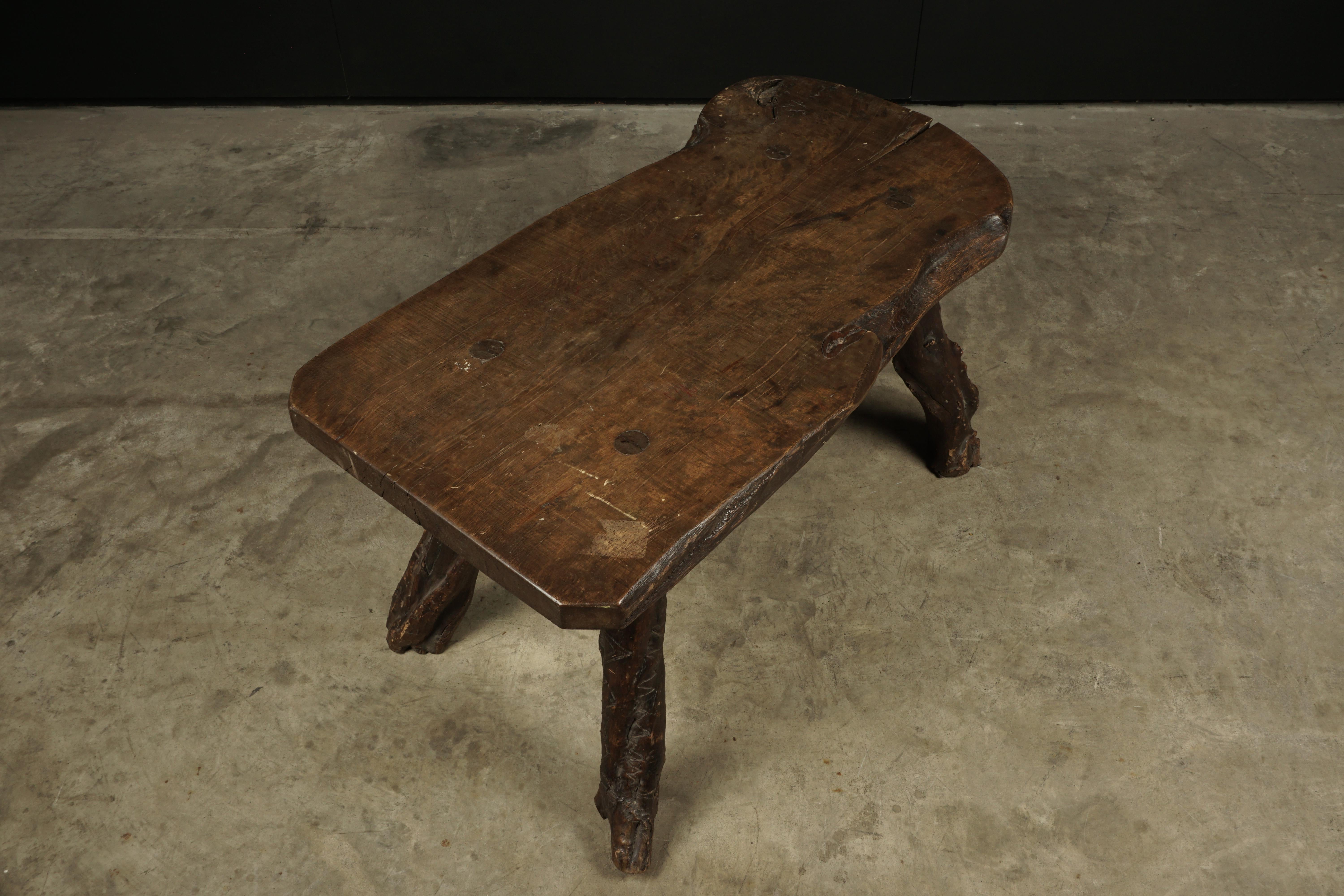 Primitive Coffee Table Set with Stools from France, 1960s 1