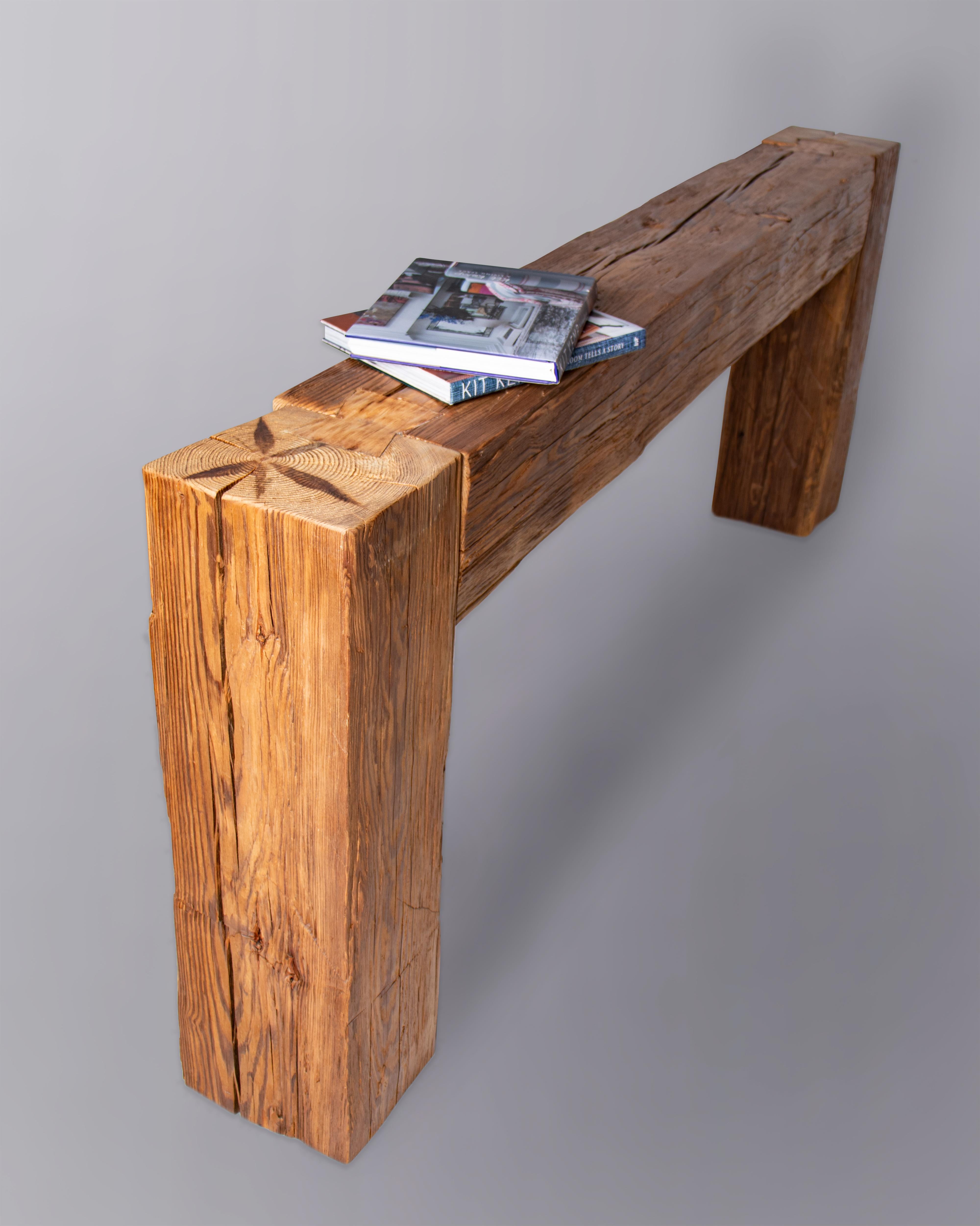 Organic Modern Primitive Wood Console Table in the Wabi Sabi Aesthetic