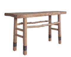 Primitive Console Table with Metal Accents