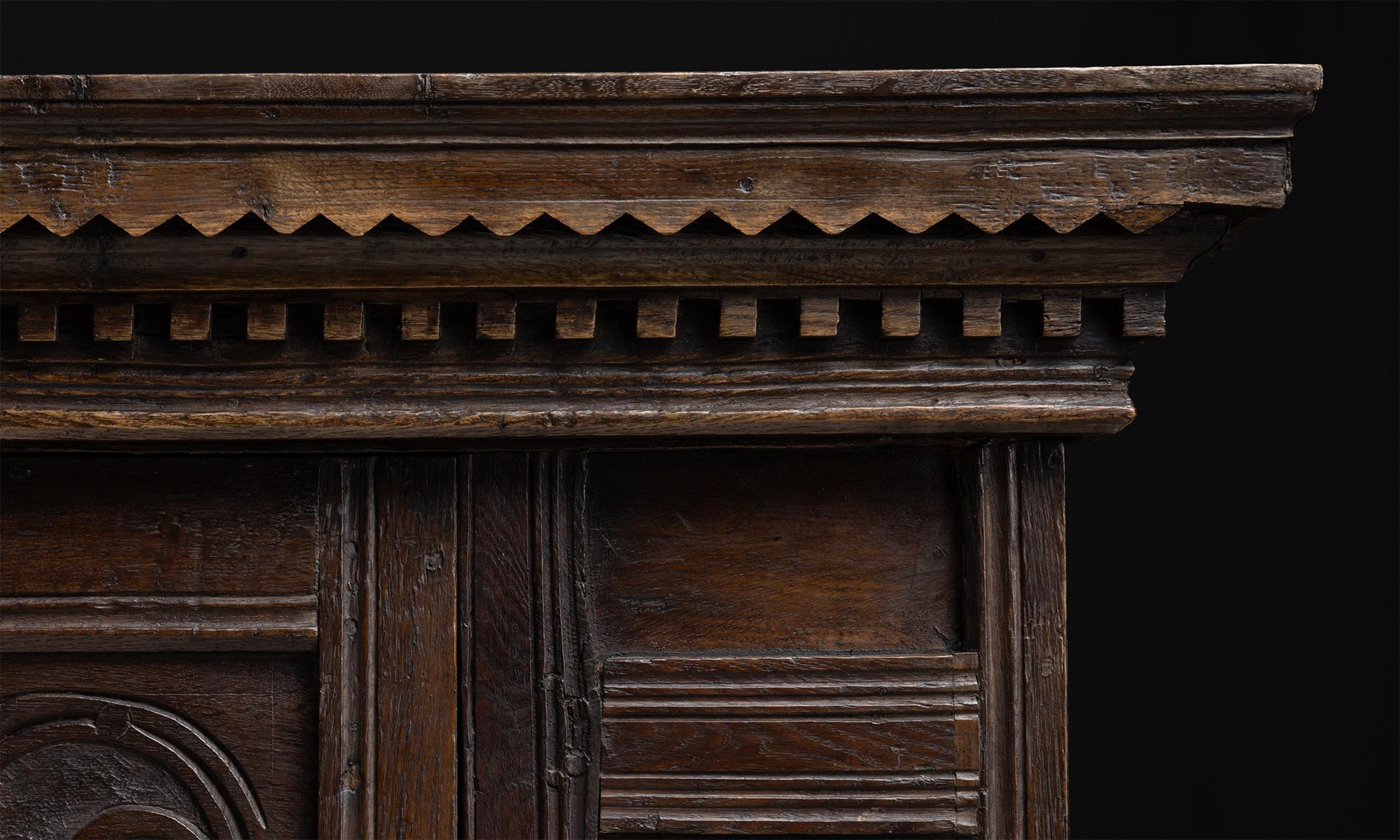 Oak Primitive Cupboard, England circa 1690 For Sale