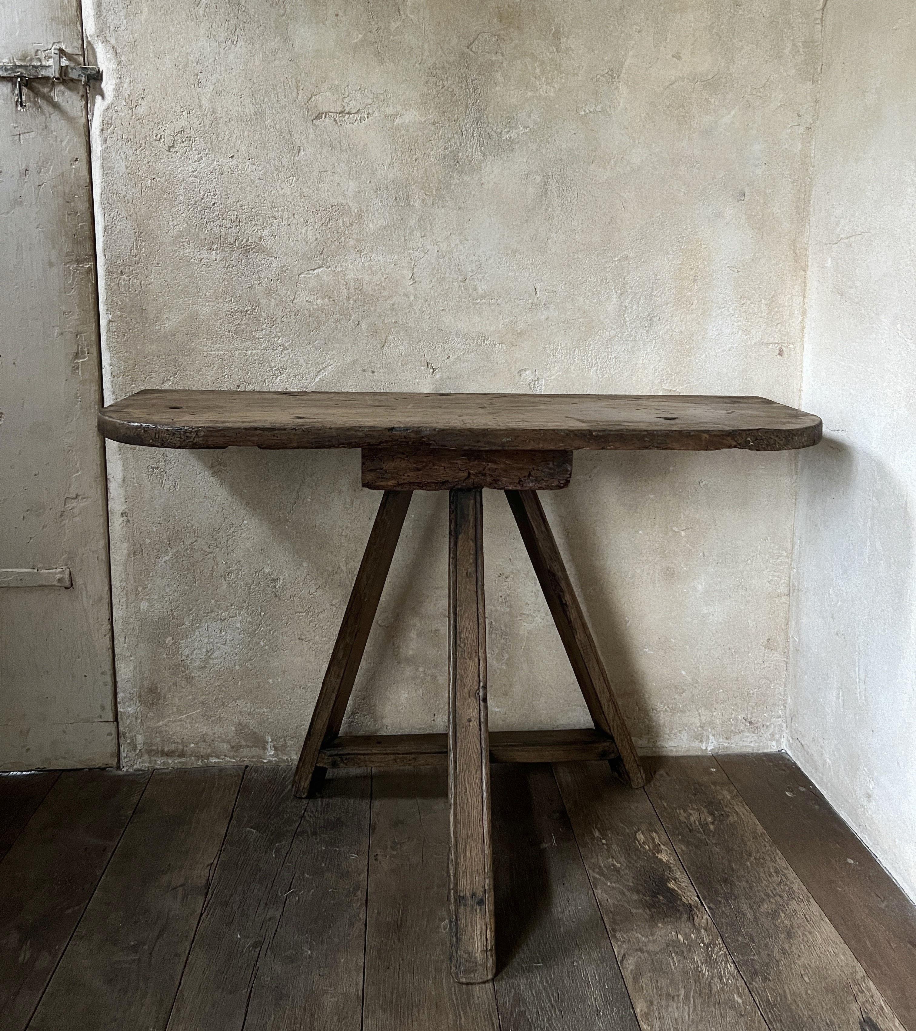 Primitive demi lune side console table 5