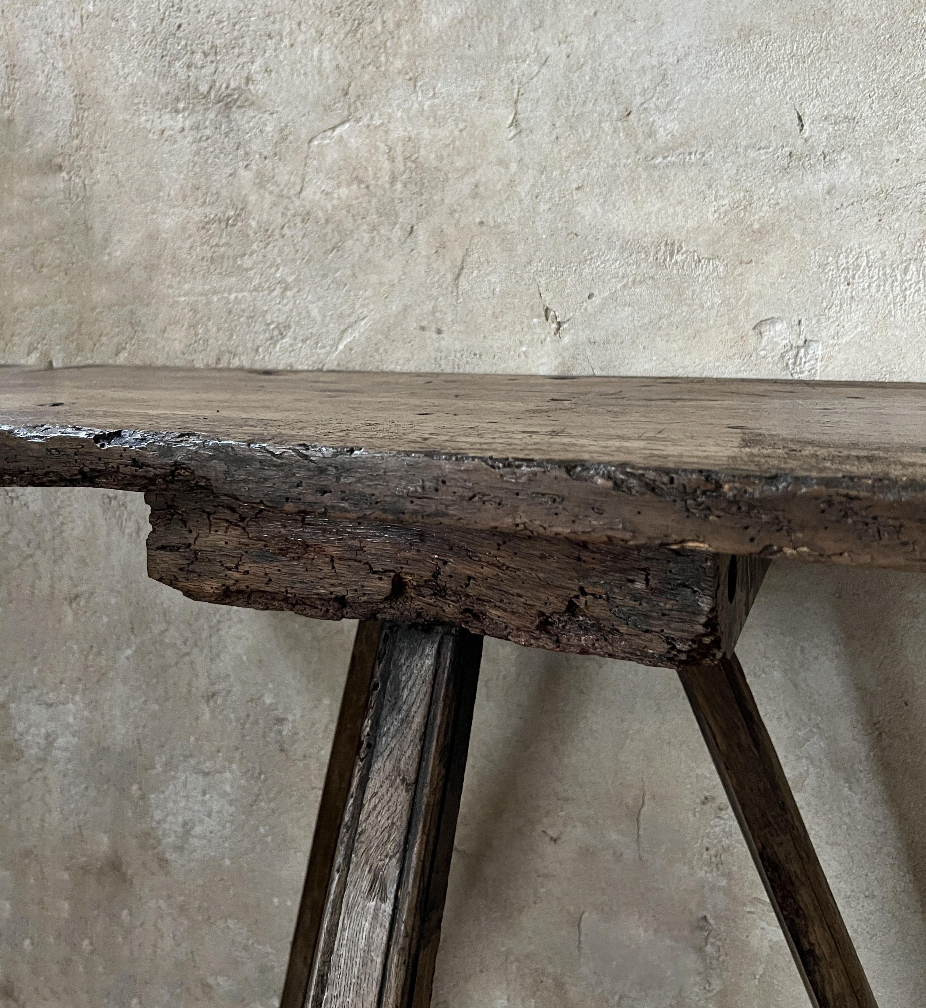 Primitive demi lune side console table 6