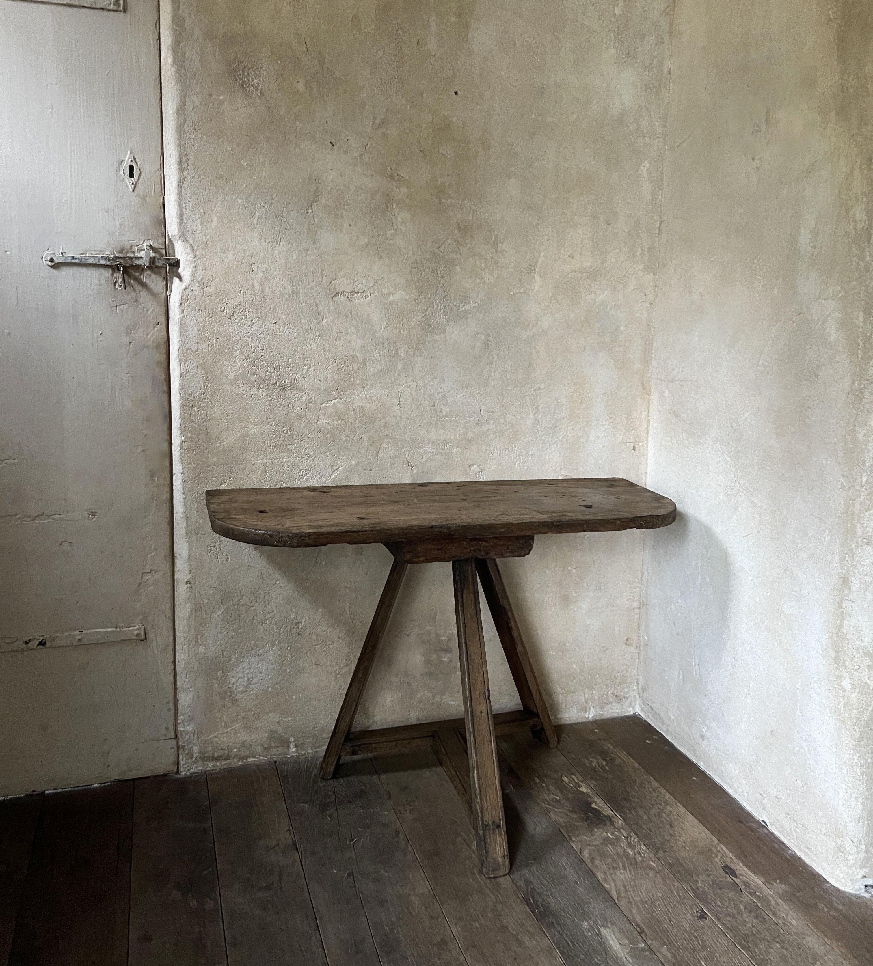 Primitive demi lune side console table 7
