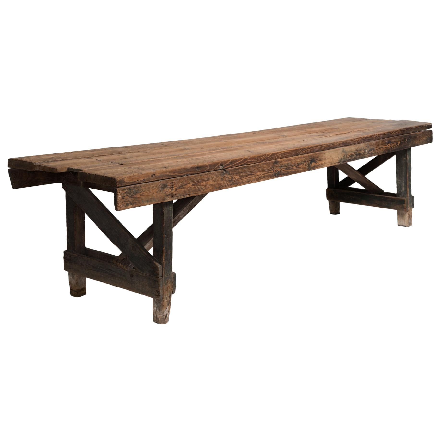 Primitive Dining Table, France, 19th Century