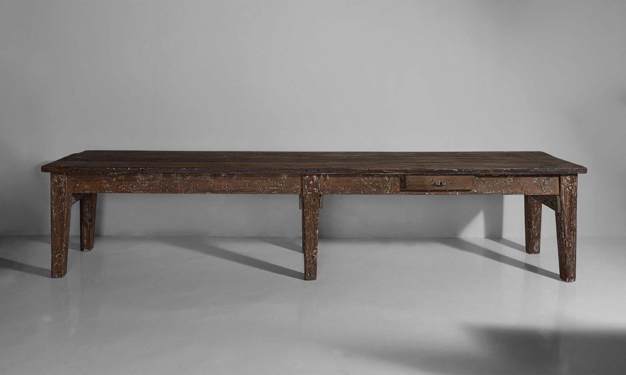 Primitive Rustic Dining Table, Italy, 19th Century