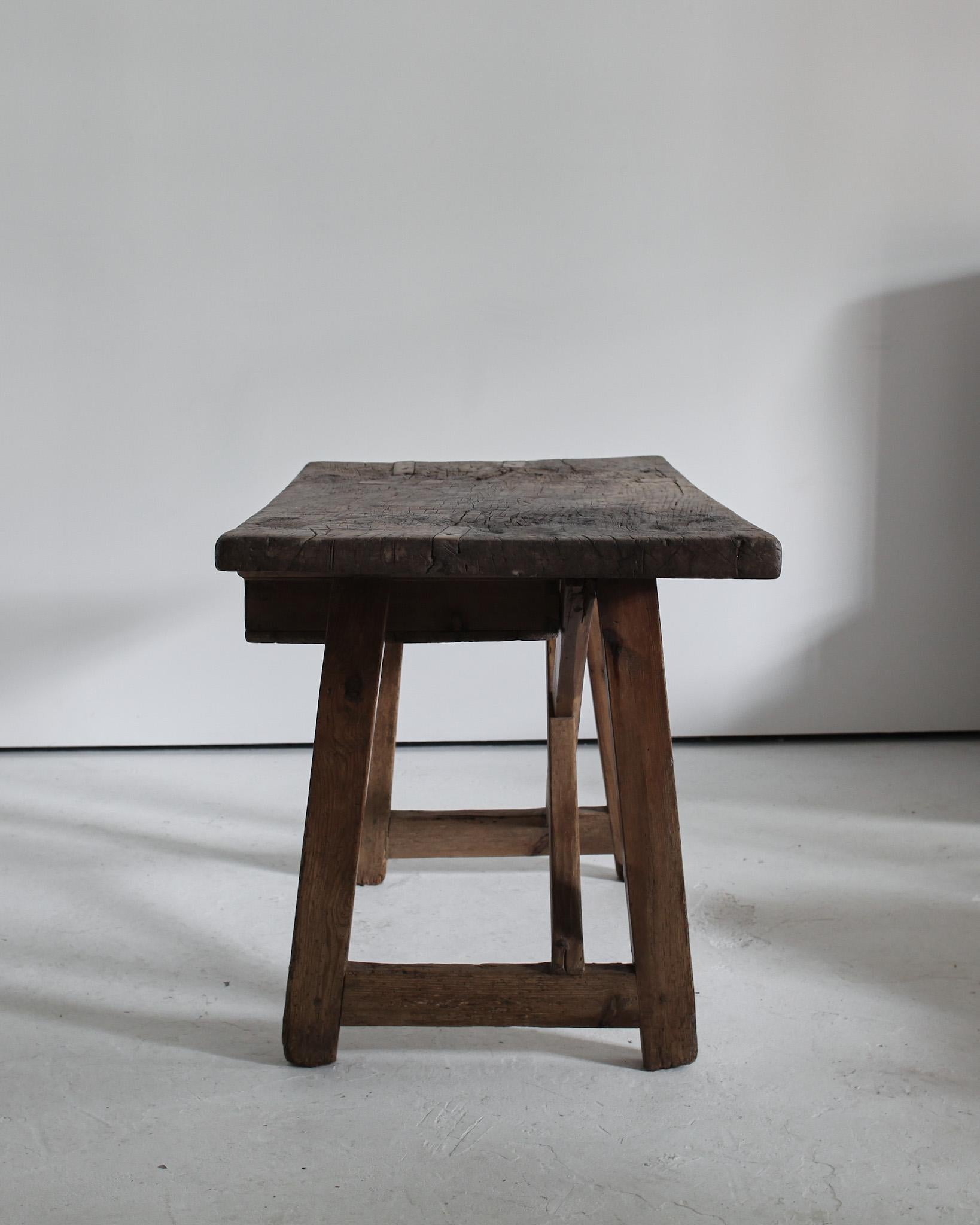 Primitive Early 19th Century Wabi Sabi Catalan Mountain Table For Sale 3